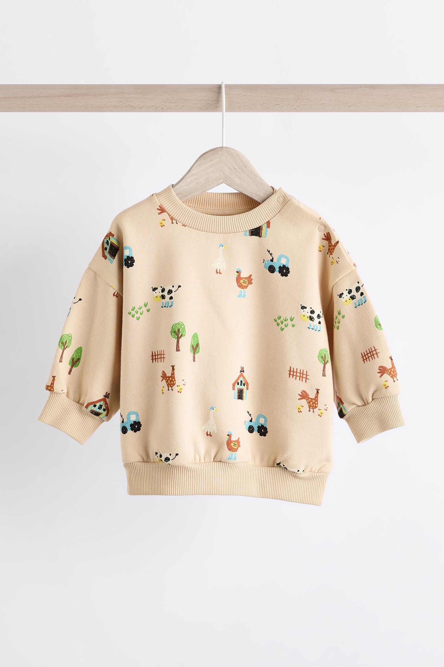 Neutral Farm Baby Sweatshirt And Leggings 2 Piece Set