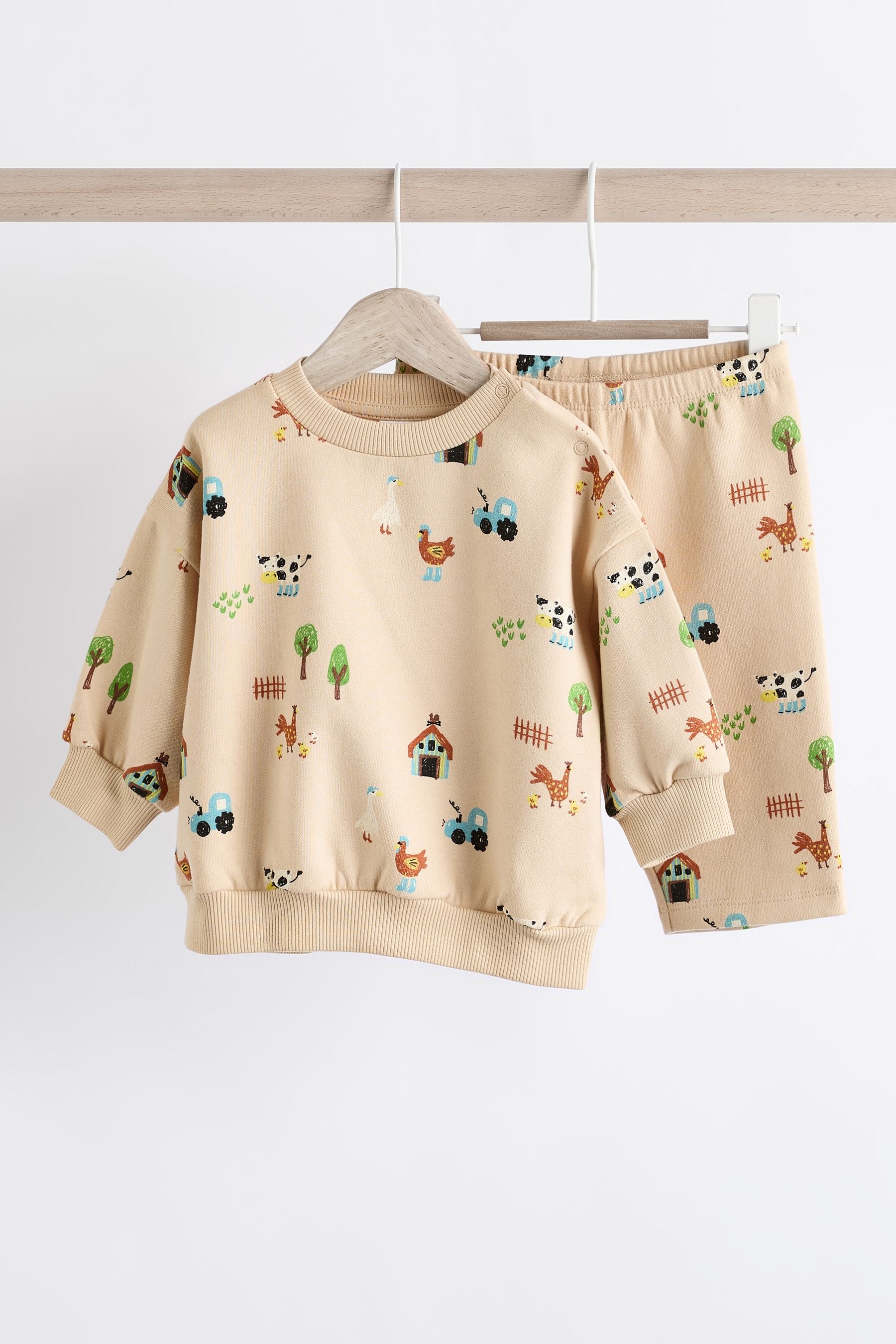 Neutral Farm Baby Sweatshirt and Joggers 2 Piece Set