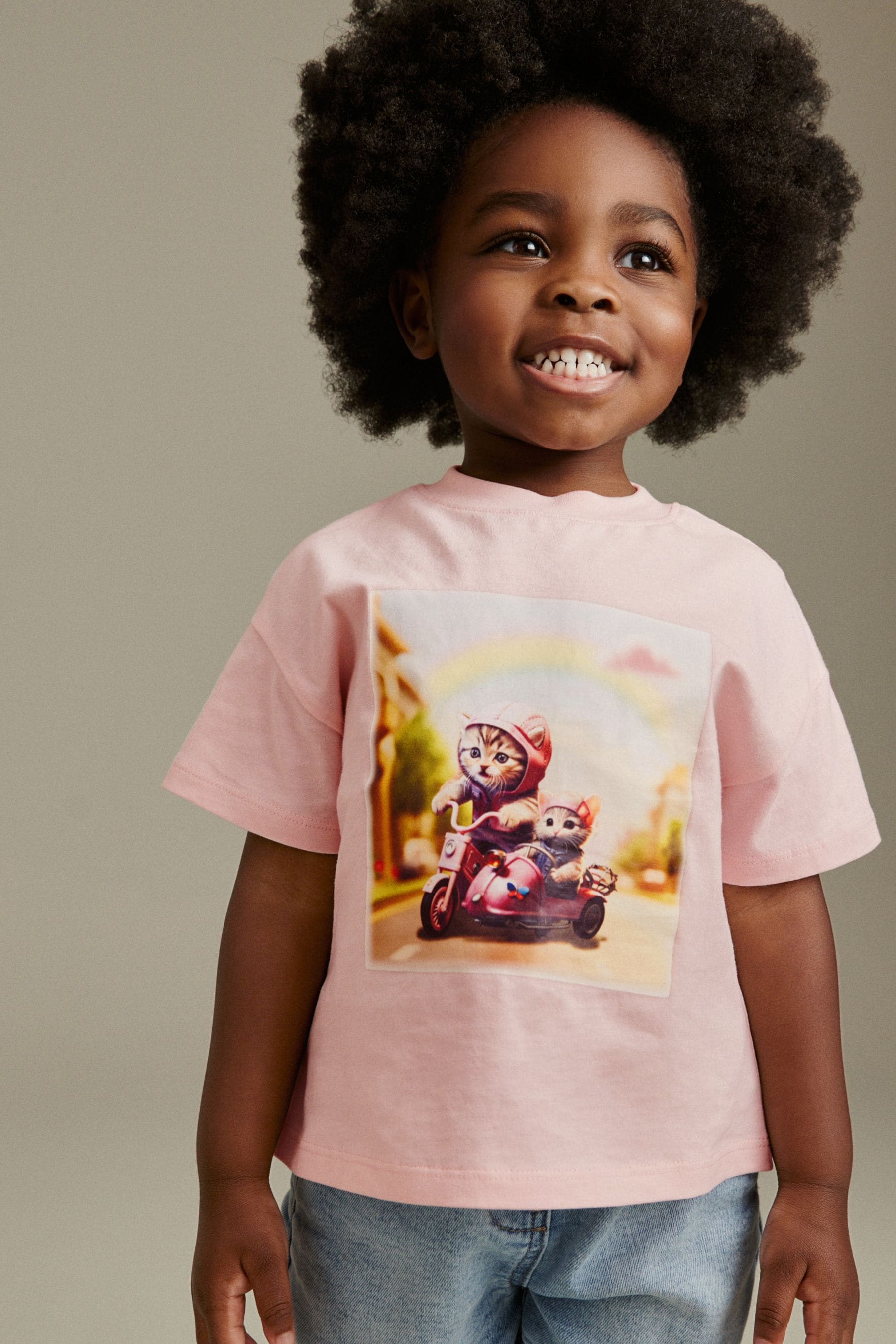 Pink Cats Short Sleeve T-Shirt (3mths-7yrs)