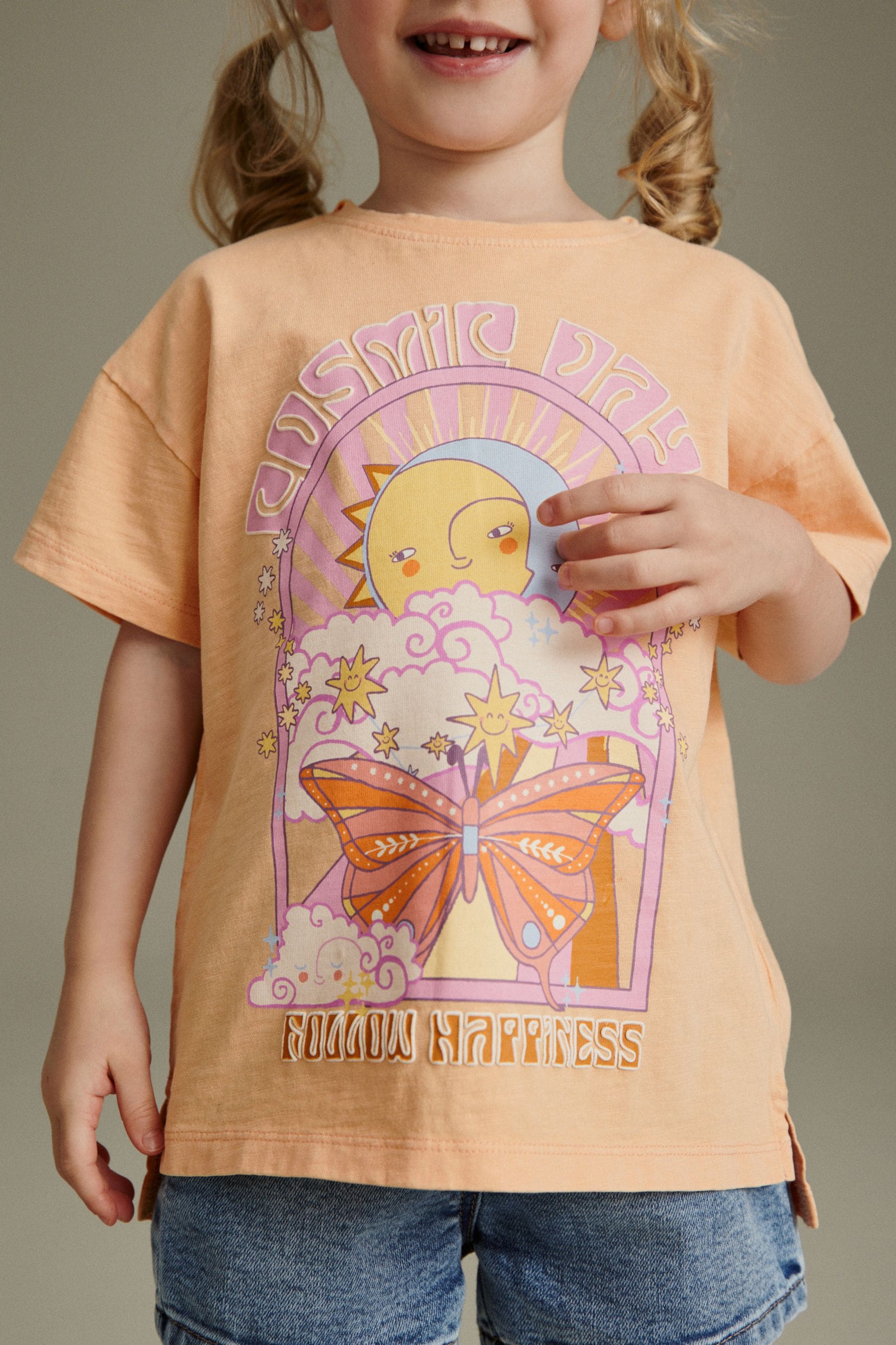 Orange Butterfly Short Sleeve T-Shirt (3mths-7yrs)