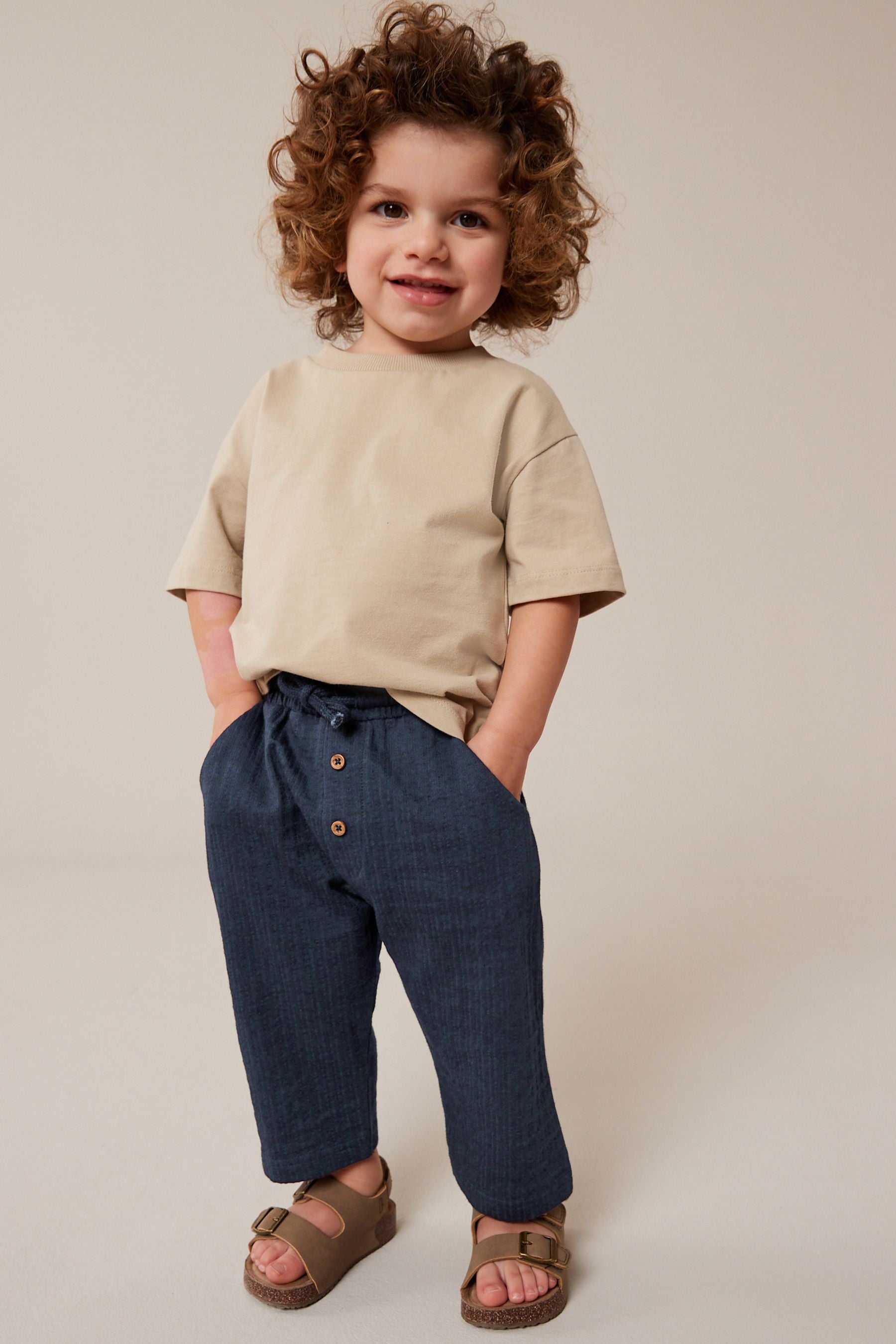 Navy Blue Textured Jersey Joggers (3mths-7yrs)