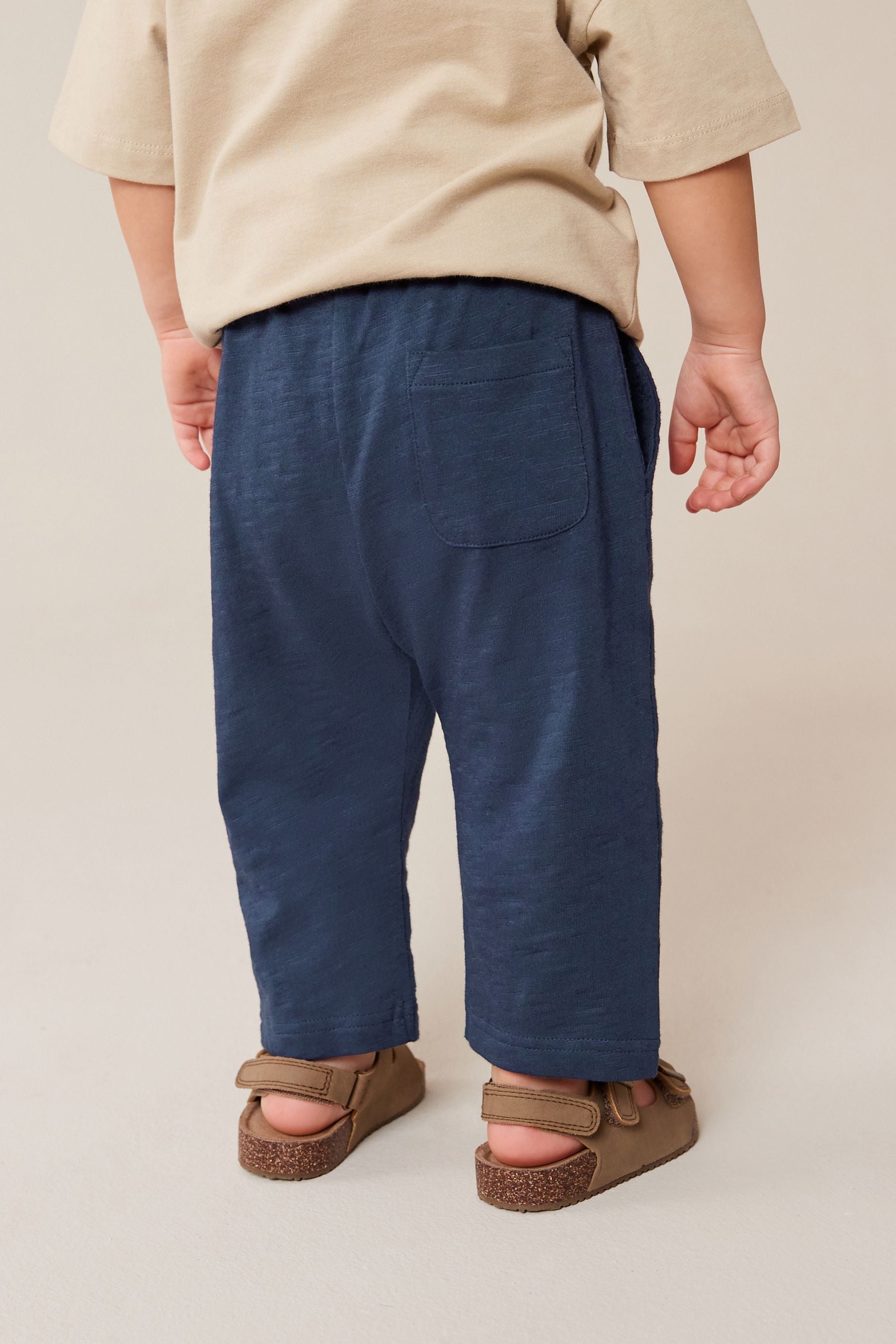 Navy Blue Textured Jersey Joggers (3mths-7yrs)