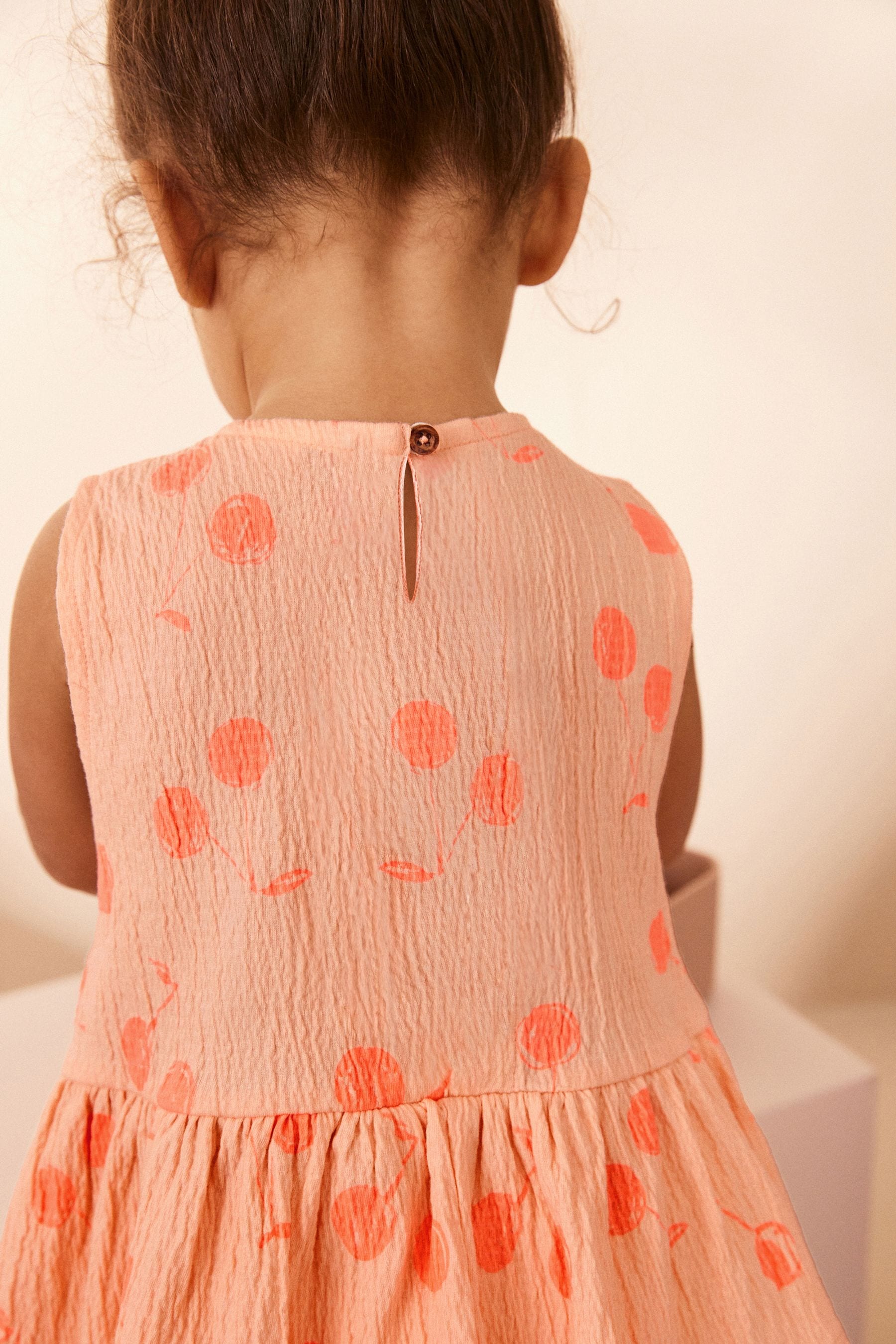 Orange Spot Textured Sleeveless Peplum Top and Shorts Set (3mths-7yrs)