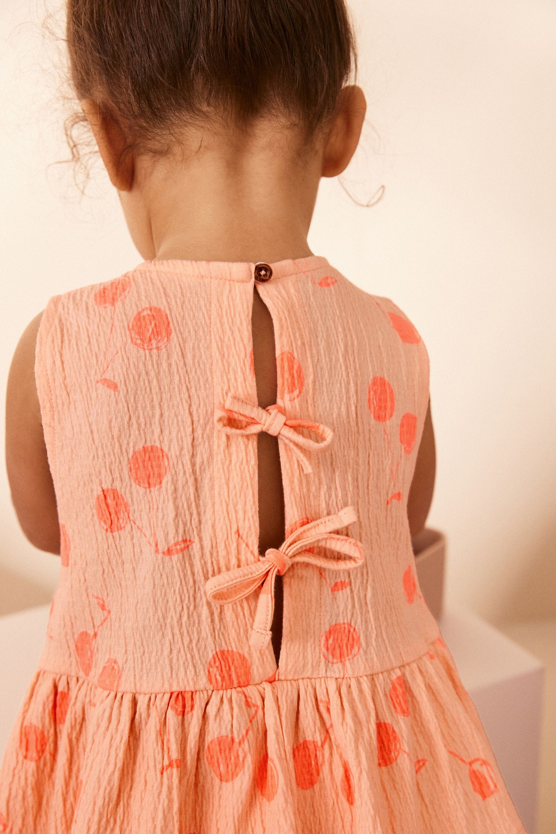 Orange Spot Textured Sleeveless Peplum Top and Shorts Set (3mths-7yrs)