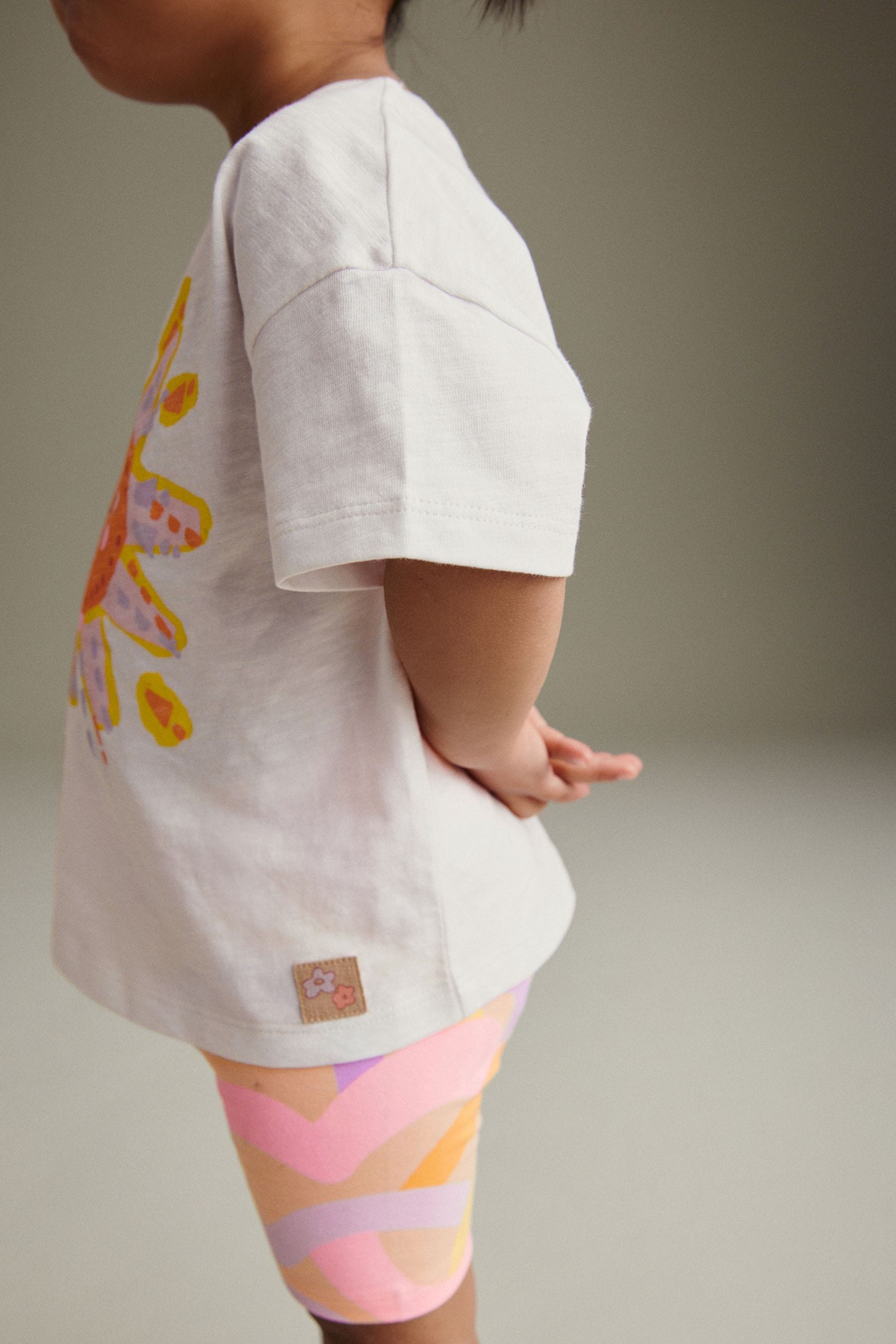 Pink/White Rainbow Sun Short Sleeve Top and Cycle Shorts Set (3mths-7yrs)