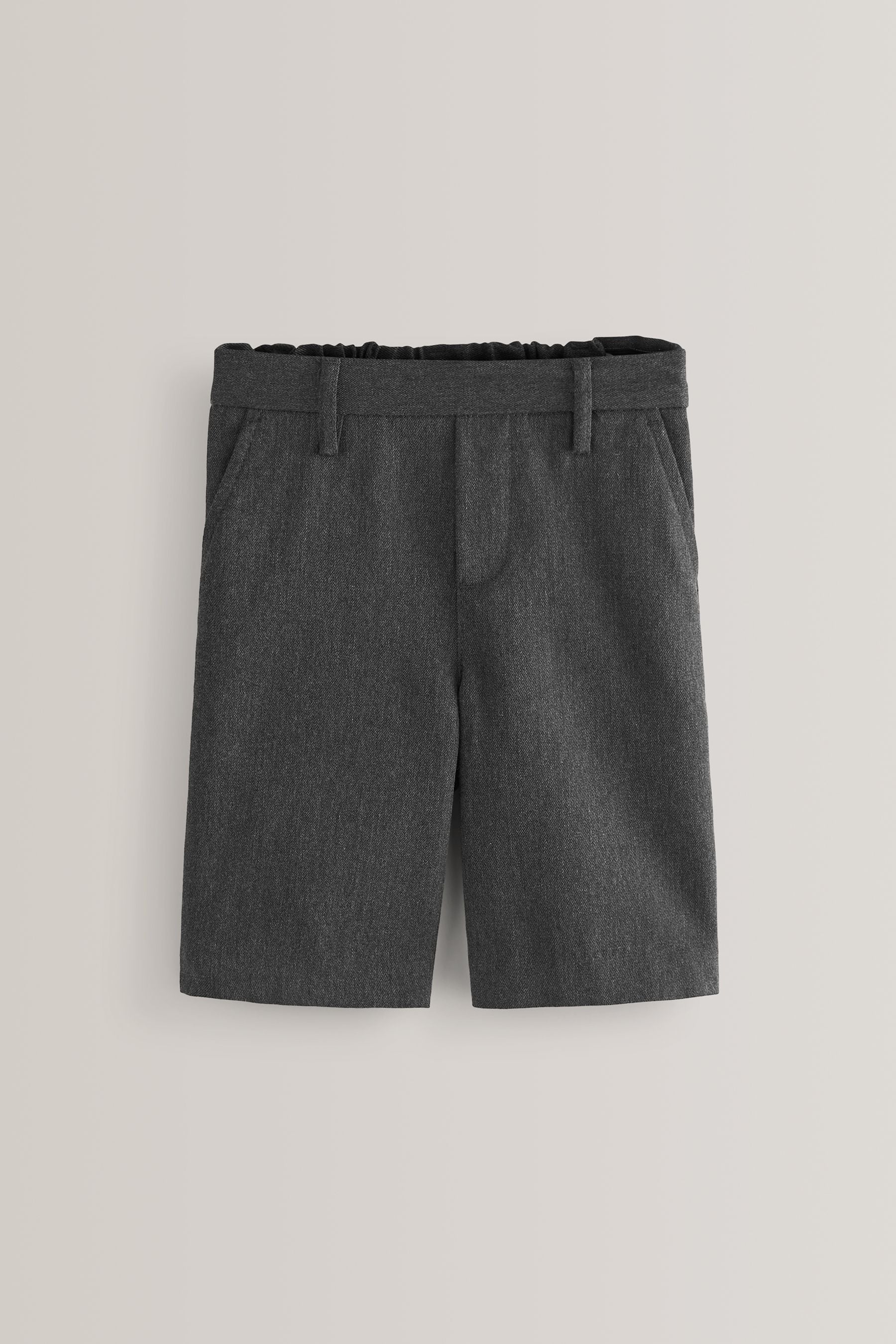 Grey Regular Pull-On Waist Flat Front School Shorts (3-14yrs)