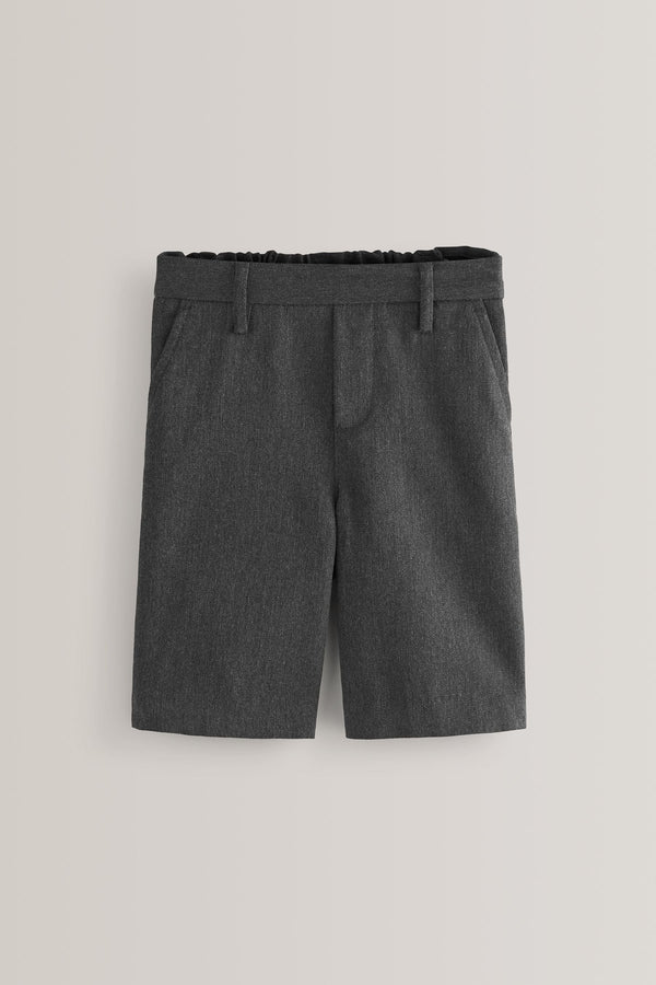 Grey Regular Pull-On Waist Flat Front School Shorts (3-14yrs)