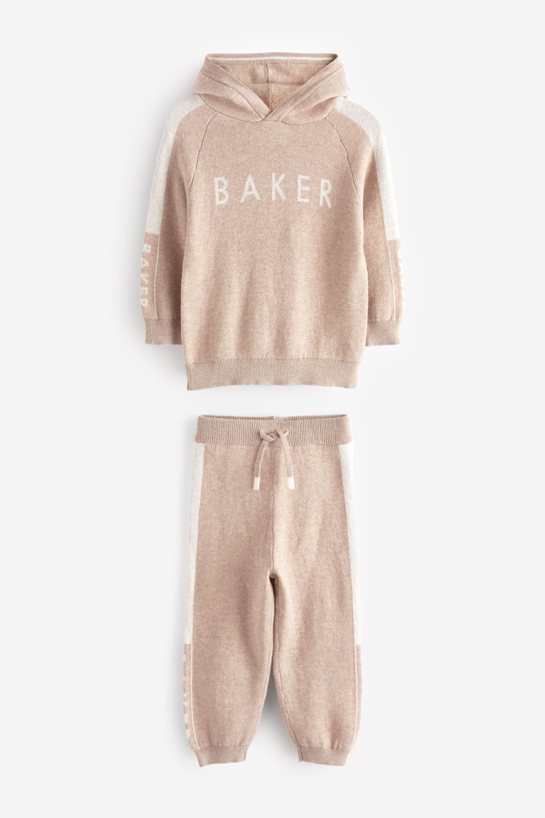 Baker by Ted Baker (0-6yrs) Beige Knitted Hoodie and Joggers Set