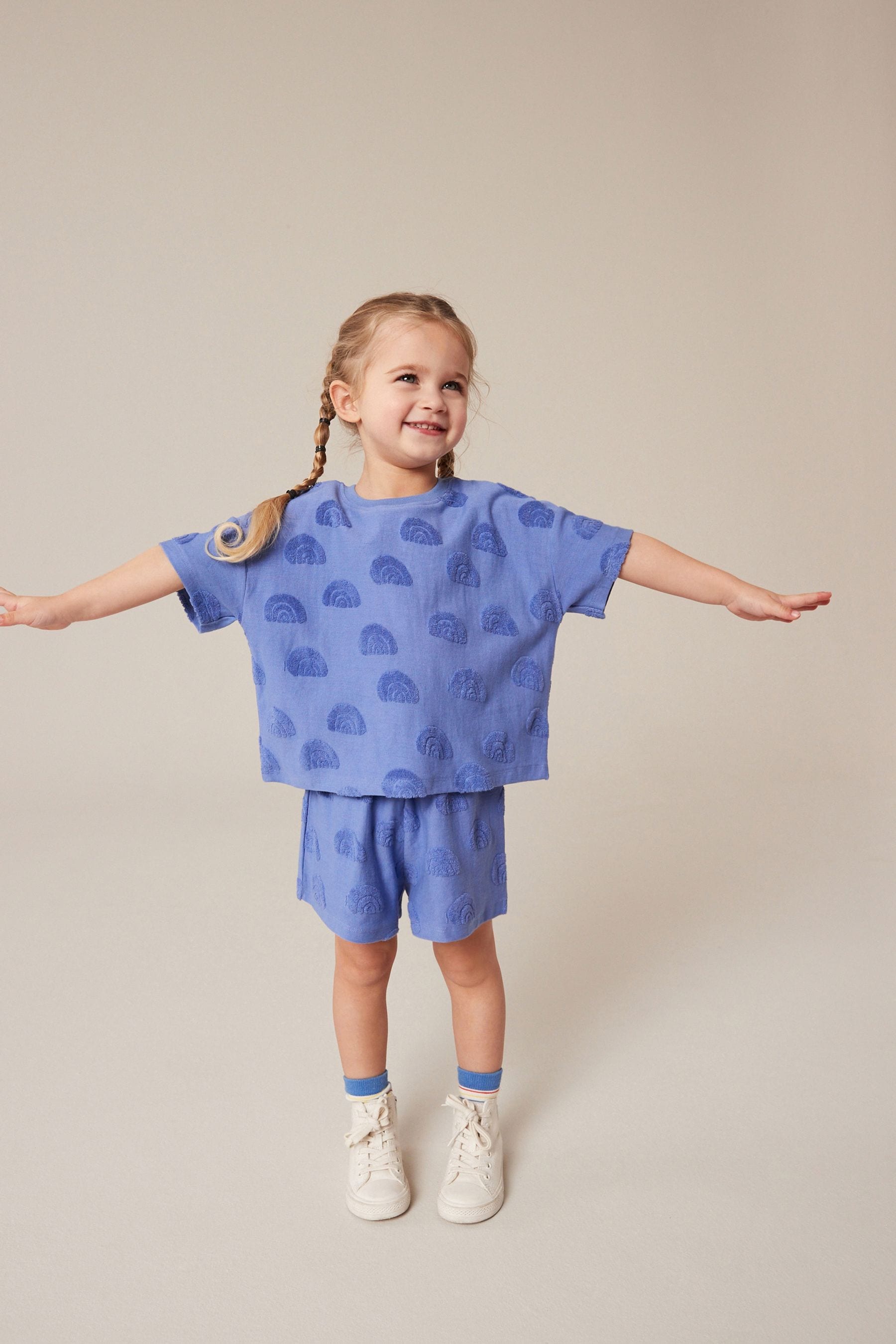 Blue Rainbow Towelling Short Sleeve Top and Shorts Set (3mths-7yrs)