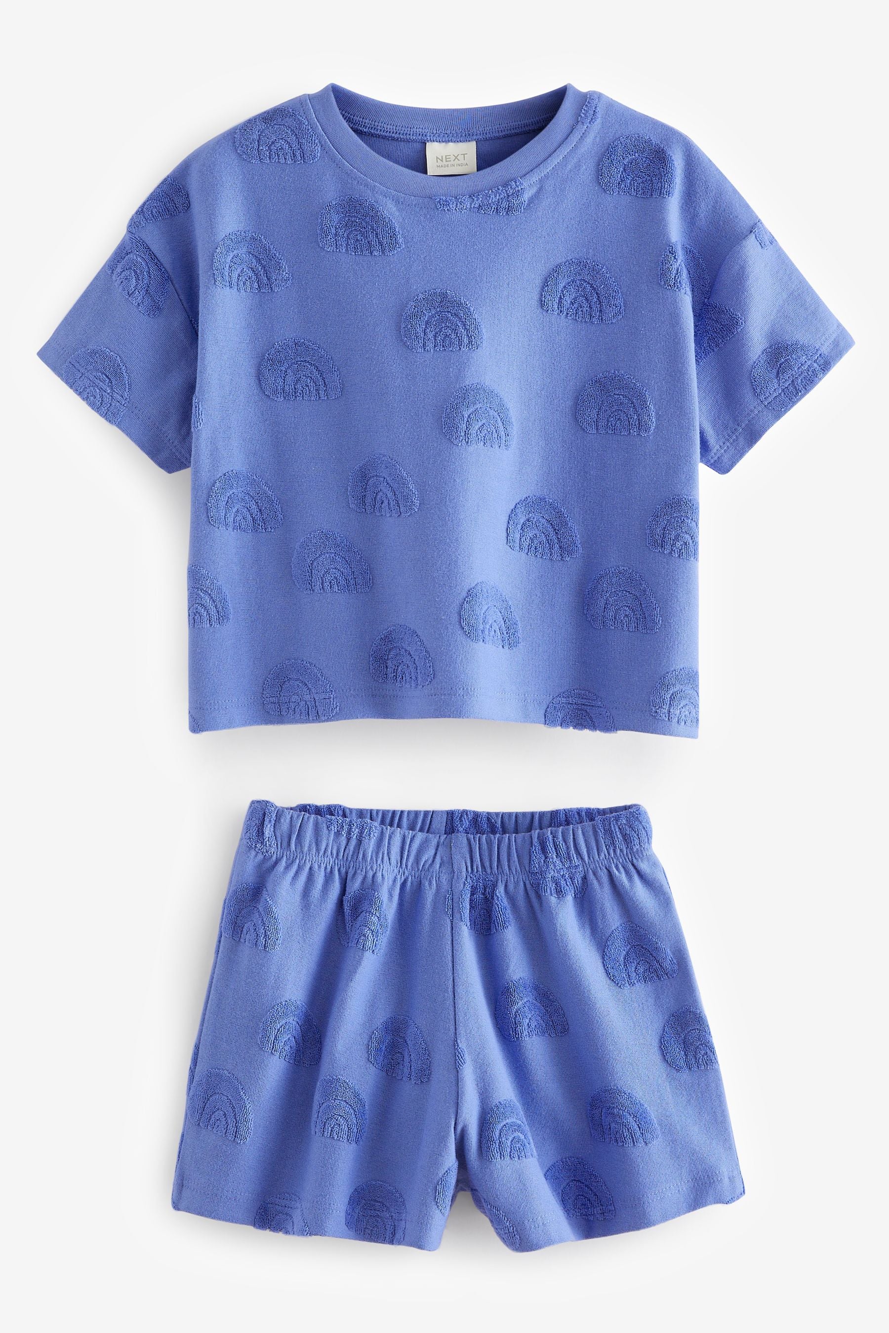 Blue Rainbow Towelling Short Sleeve Top and Shorts Set (3mths-7yrs)