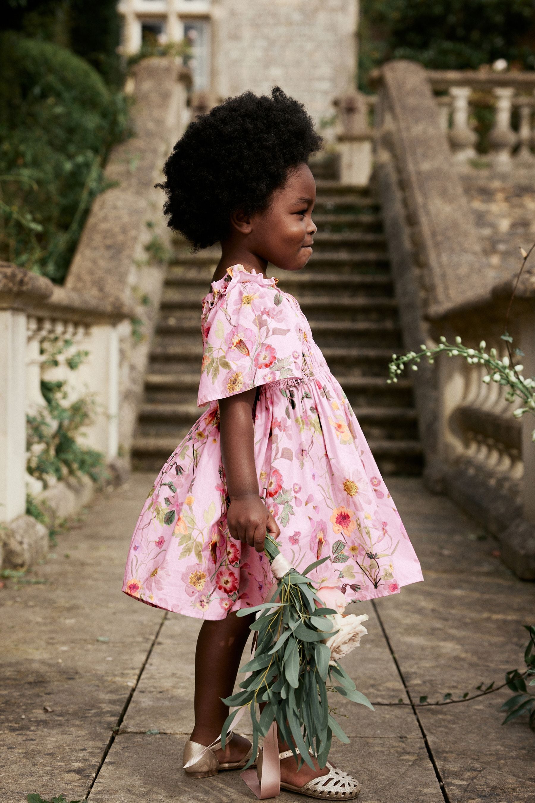 Pink Floral Printed Cotton Dress (3mths-8yrs)