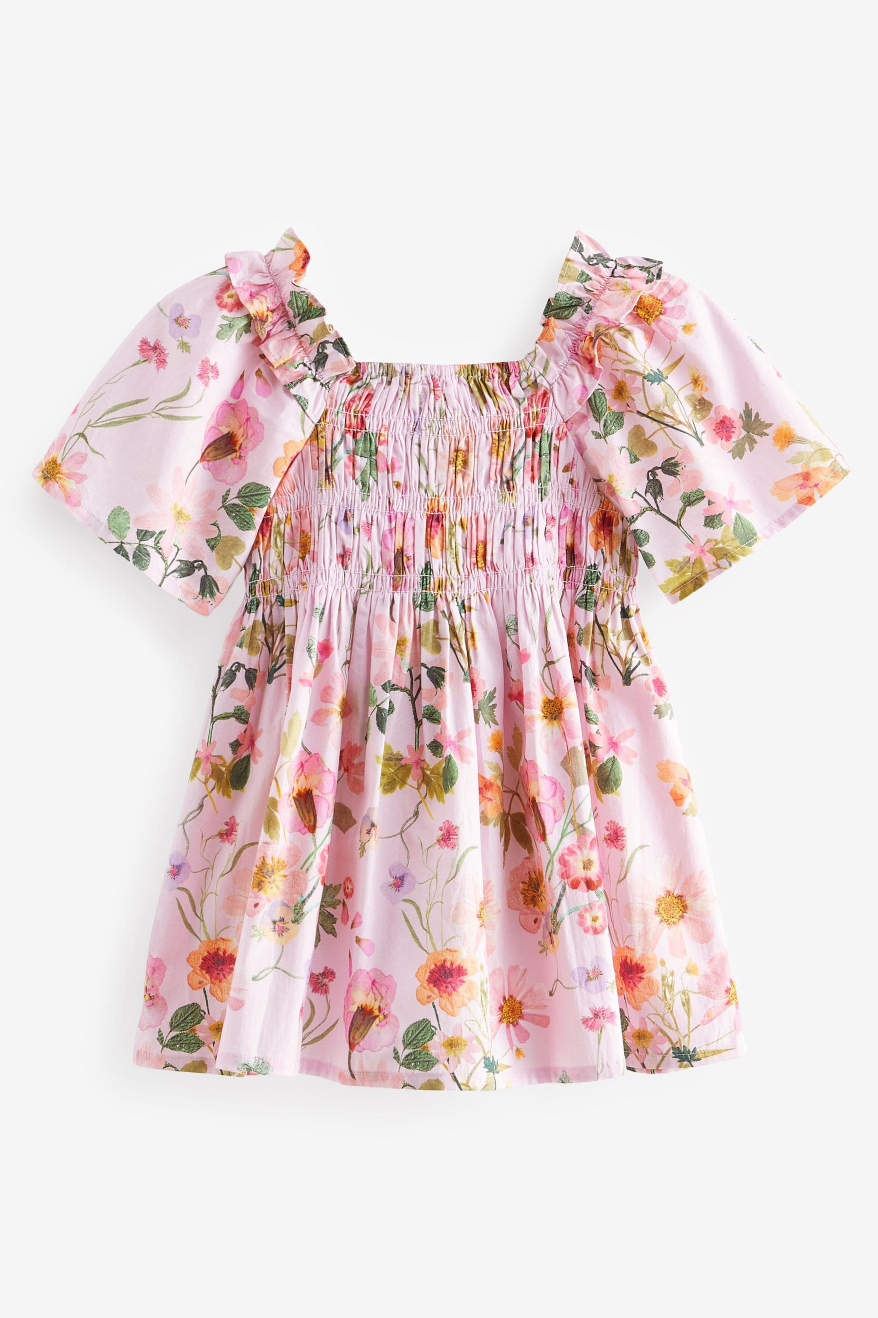 Pink Floral Printed Cotton Dress (3mths-8yrs)