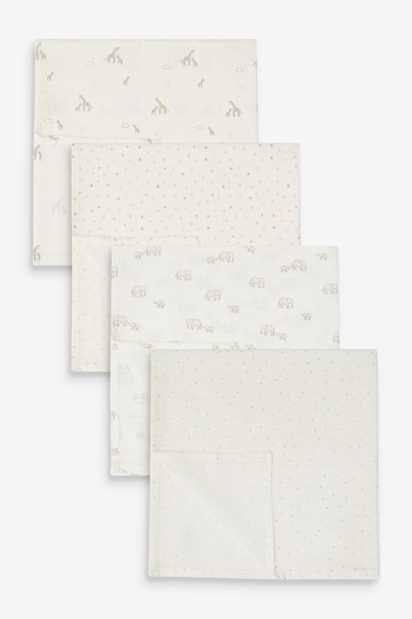 Soft White Baby Muslin Cloths 4 Packs