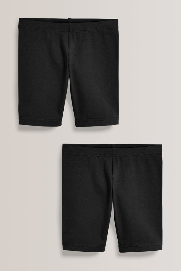 Black Regular Length 2 Pack Cotton Rich Stretch Cycle Shorts (3-16yrs)