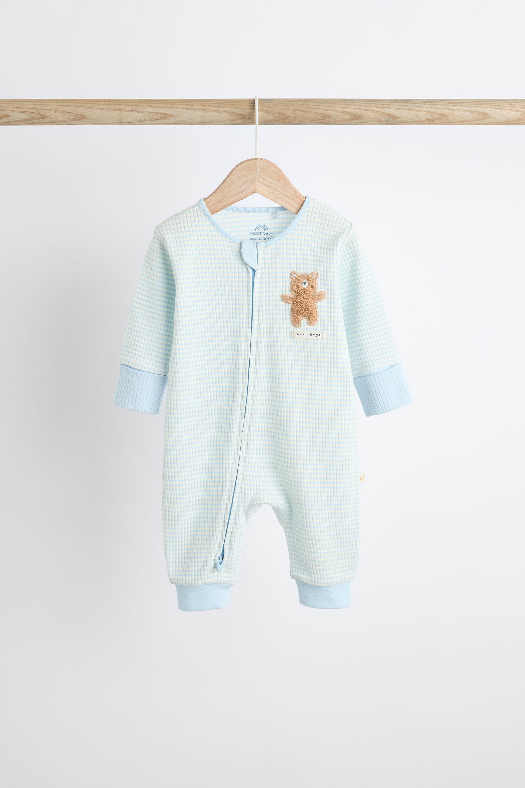 Blue Bear Footless Zip 3 Pack Baby Sleepsuits (0-3yrs)