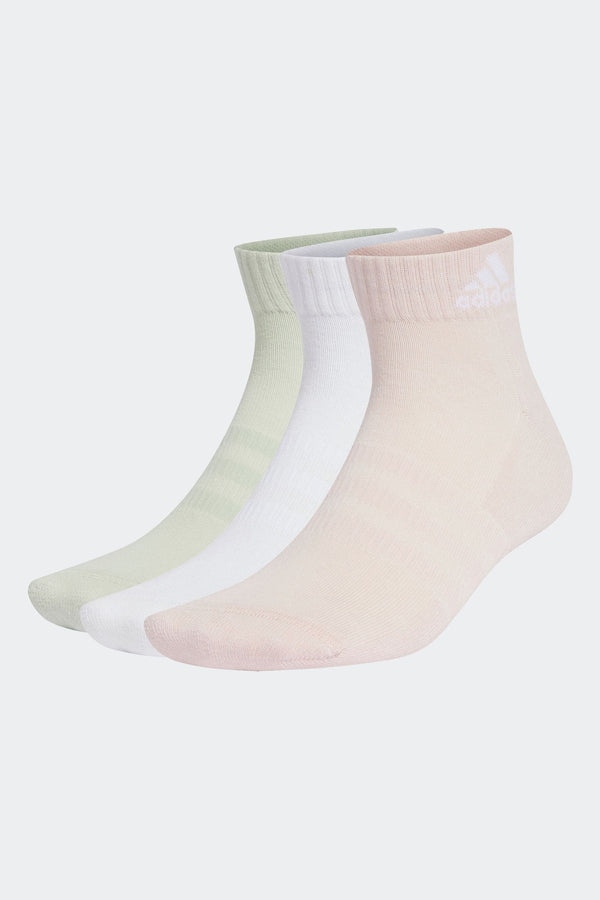 adidas Pink/Green Cushioned Sportswear Ankle Socks 3 Pack