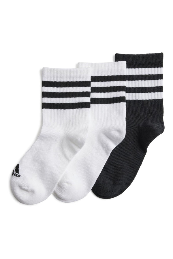 adidas White/Black Kids 3-Stripes Socks