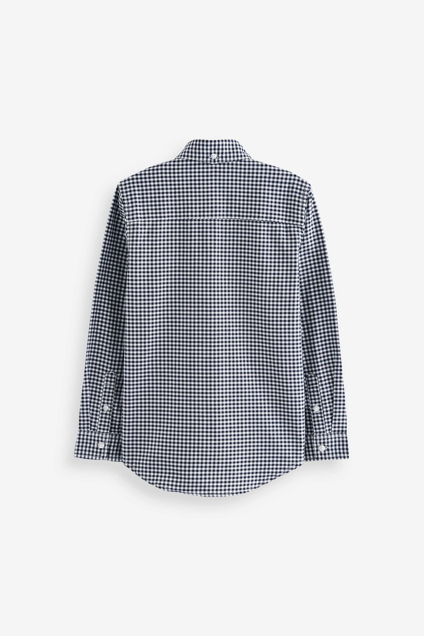 Navy Blue Gingham Long Sleeve Oxford Shirt (3-16yrs)