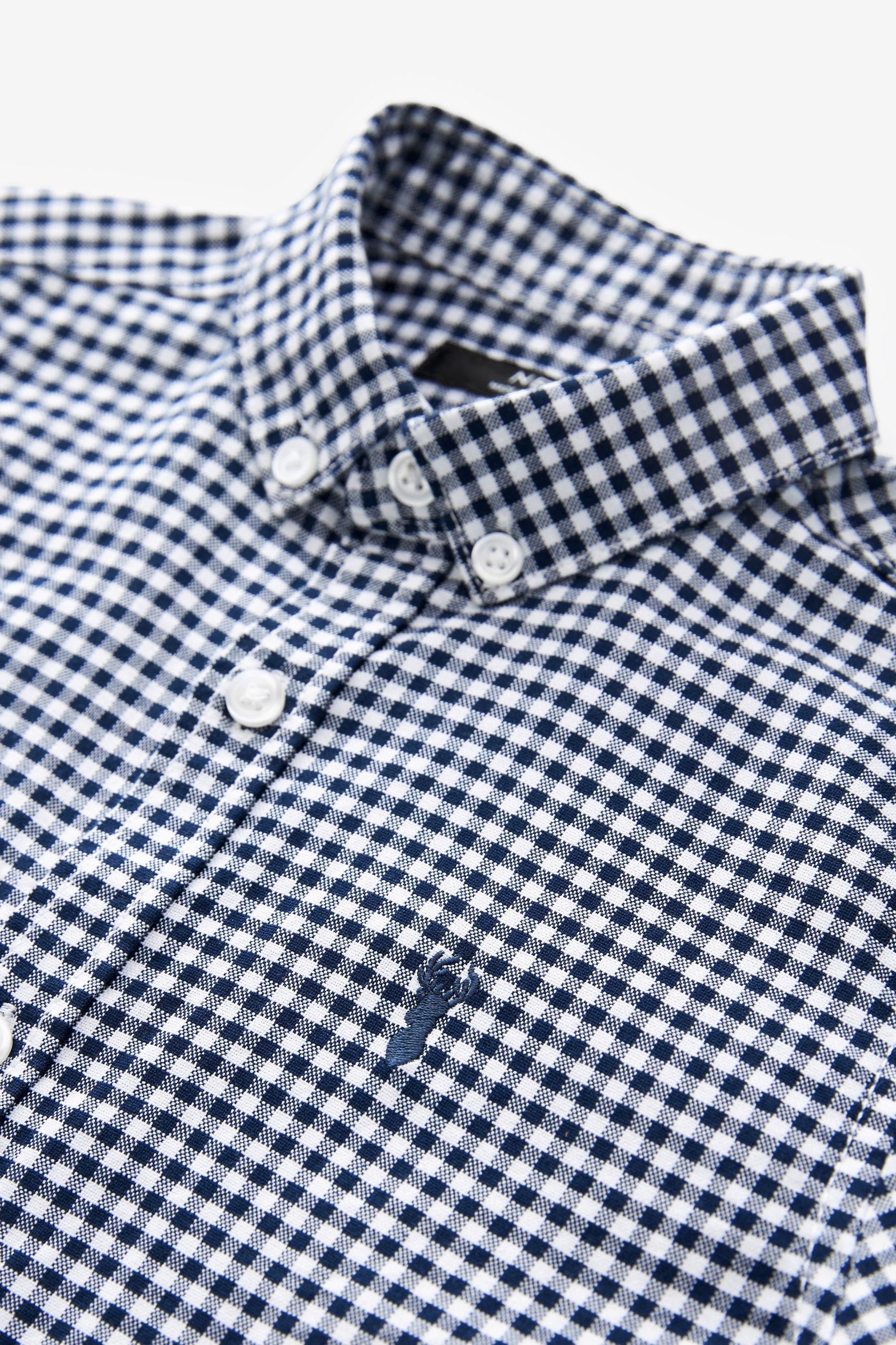 Navy Blue Gingham Long Sleeve Oxford Shirt (3-16yrs)