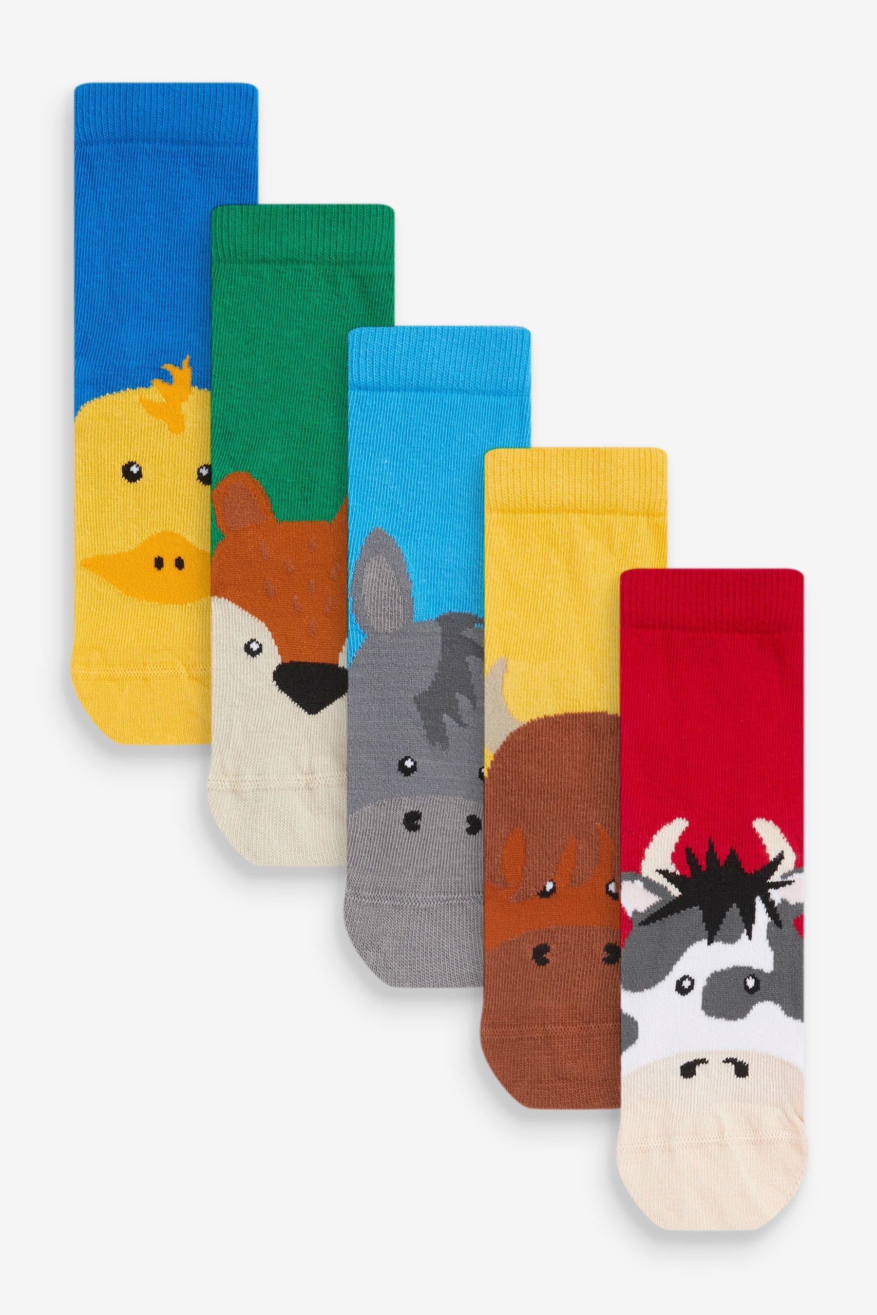 Farm Animals Print Cotton Rich Socks 5 Pack