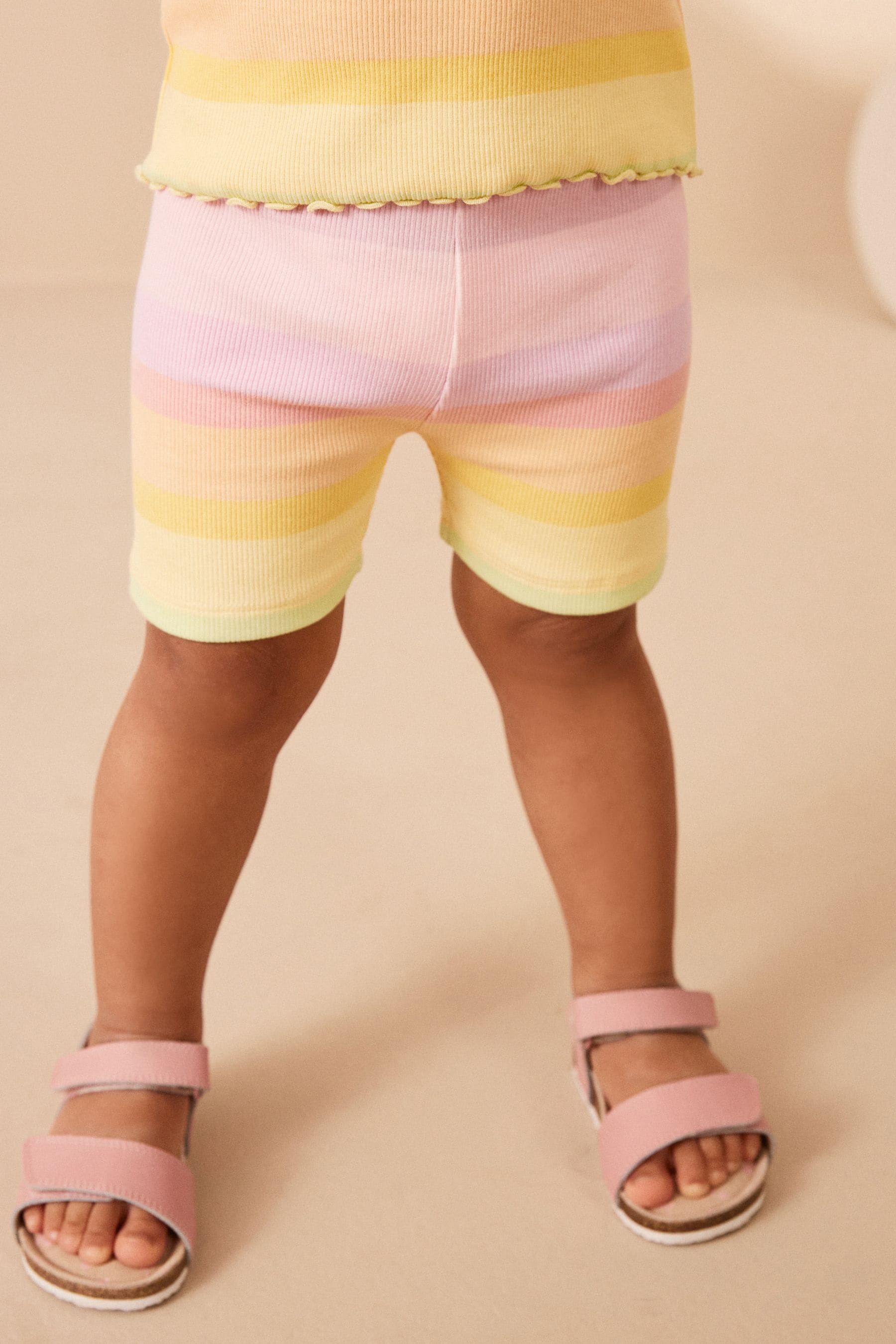 Rainbow Ribbed Short Sleeve T-Shirt and Cycle Shorts Set (3mths-7yrs)