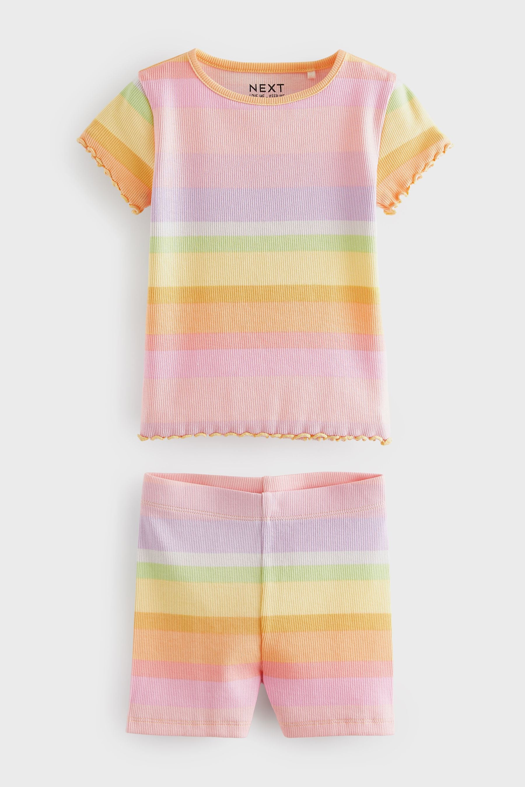 Rainbow Ribbed Short Sleeve T-Shirt and Cycle Shorts Set (3mths-7yrs)