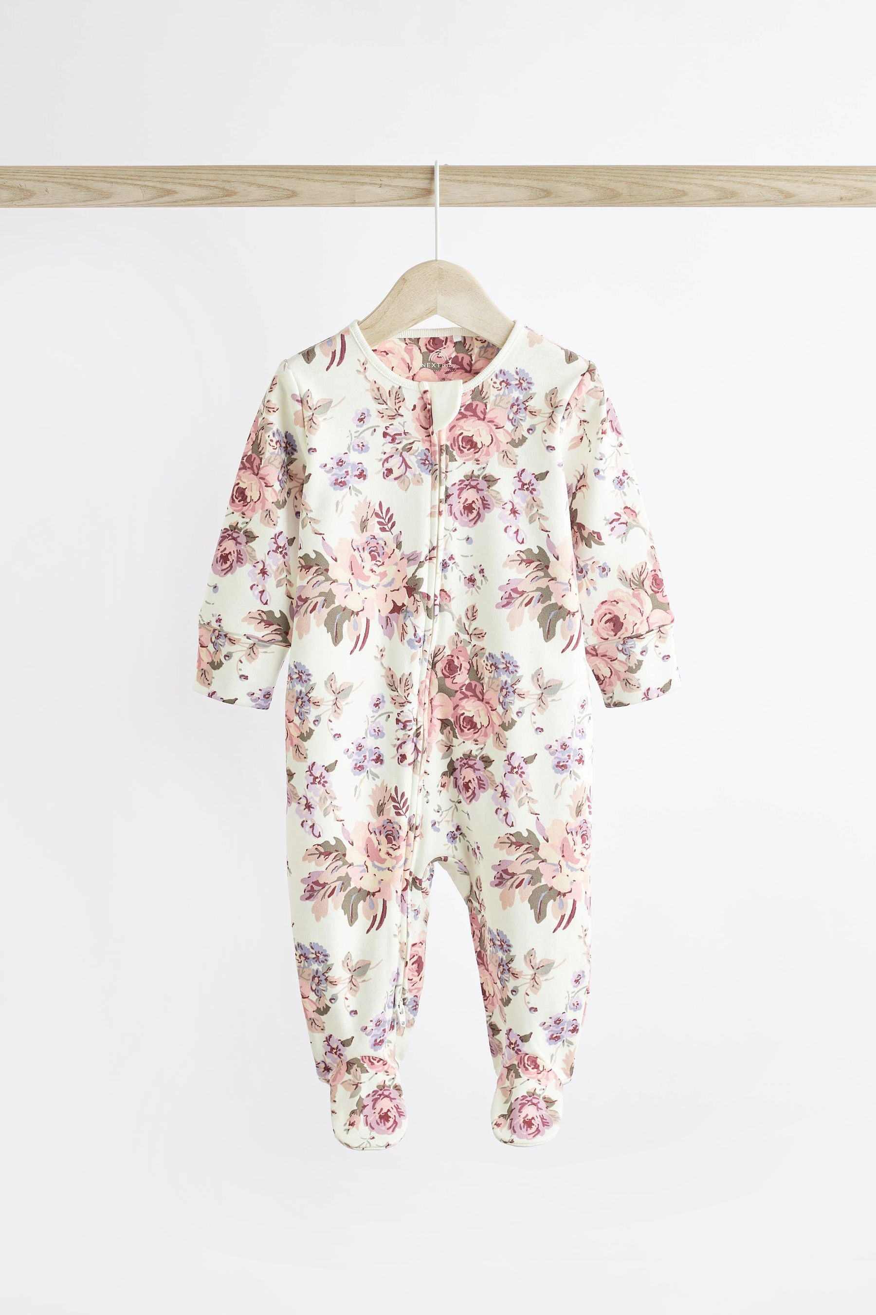 Floral Baby Two Way Zip Sleespuits 3 Pack (0-2yrs)