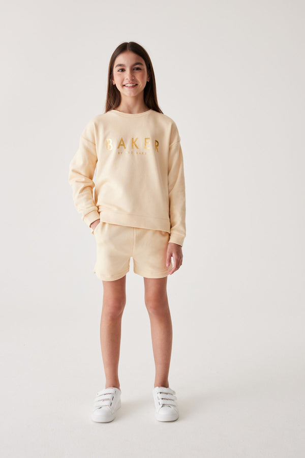 Baker by Ted Baker Stone Split Back Sweater And Shorts Set