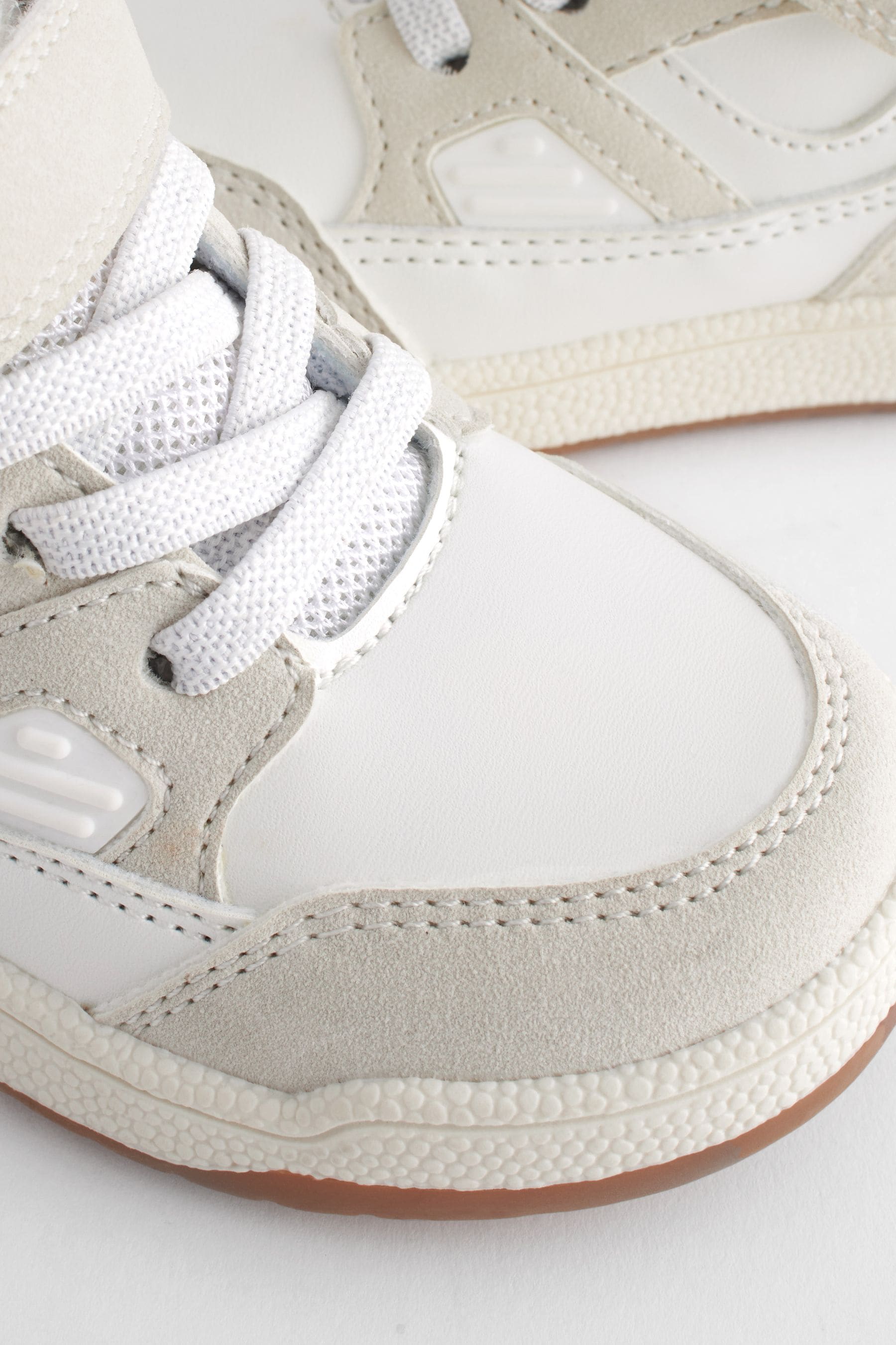 Neutral Elastic Lace Touch Fastening High Top Trainers