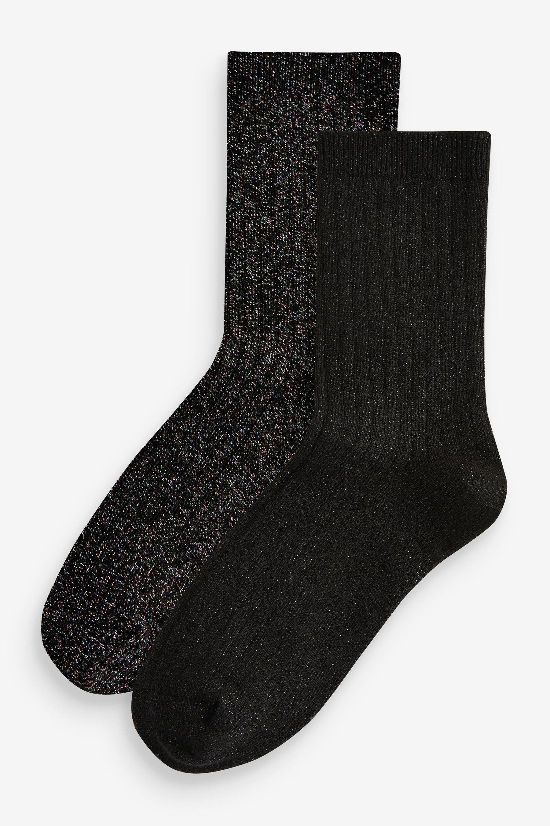 Black and Multi Cotton Rich Sparkle Ankle Socks 2 Pack