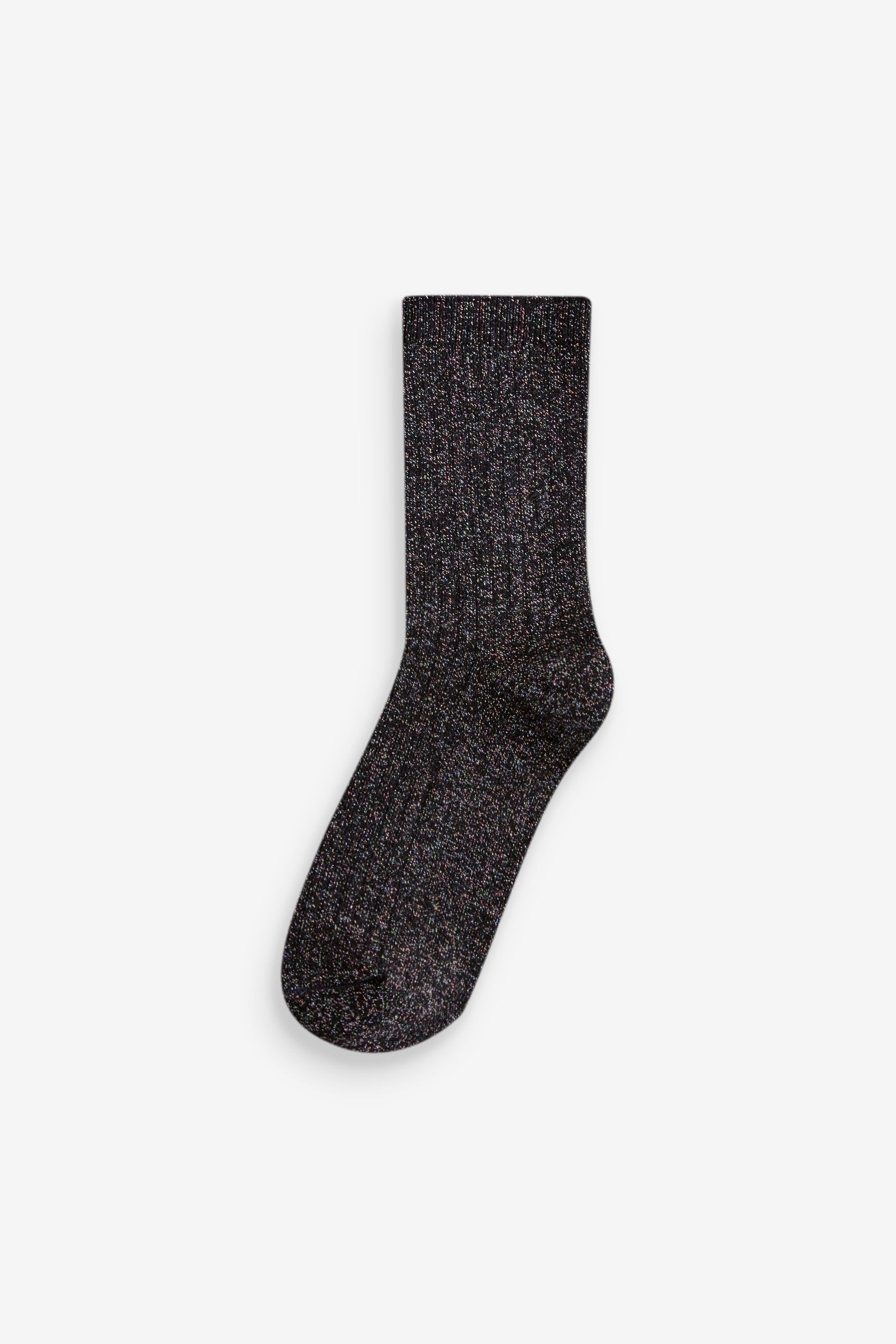 Black and Multi Cotton Rich Sparkle Ankle Socks 2 Pack