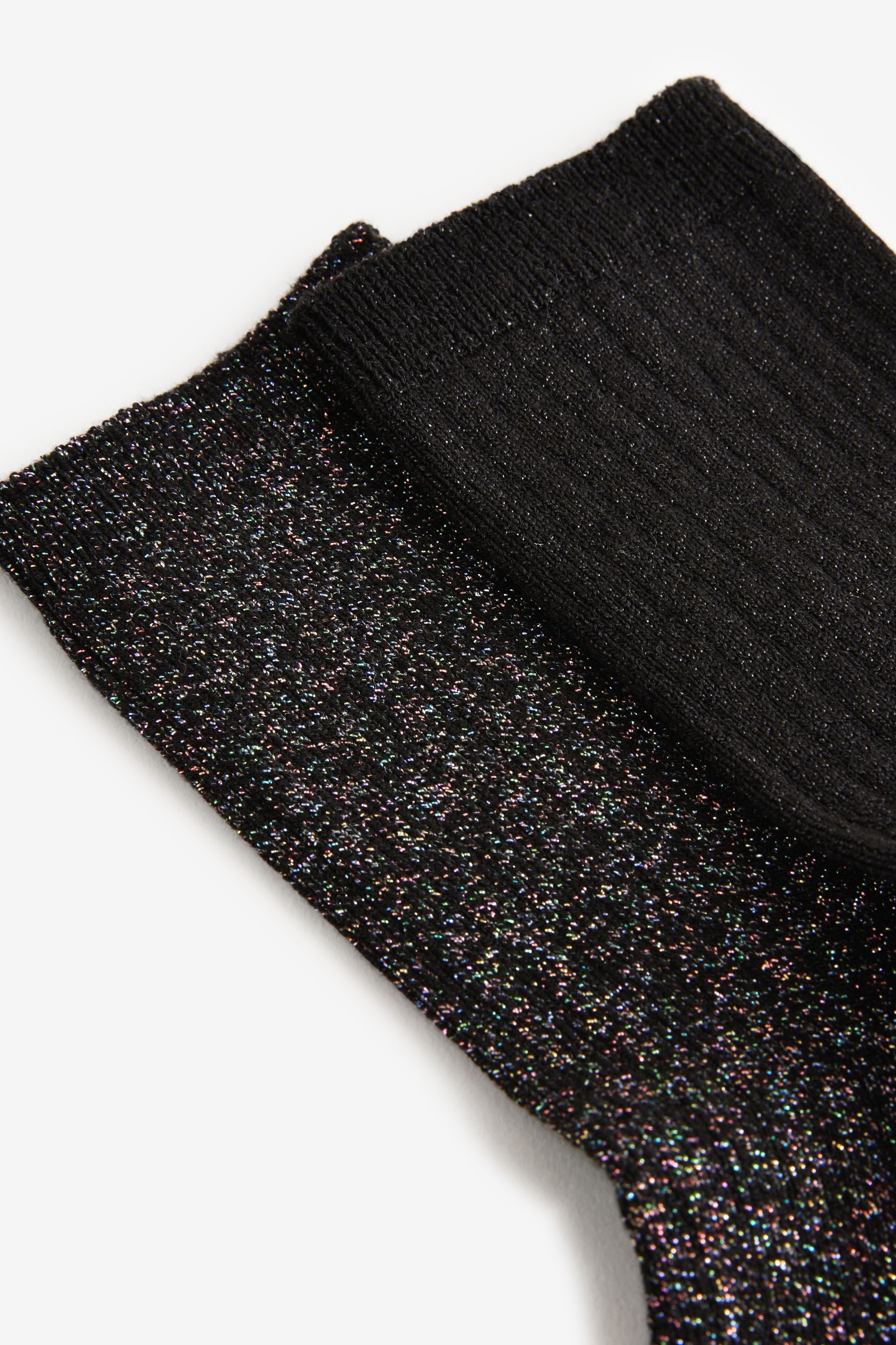 Black and Multi Cotton Rich Sparkle Ankle Socks 2 Pack