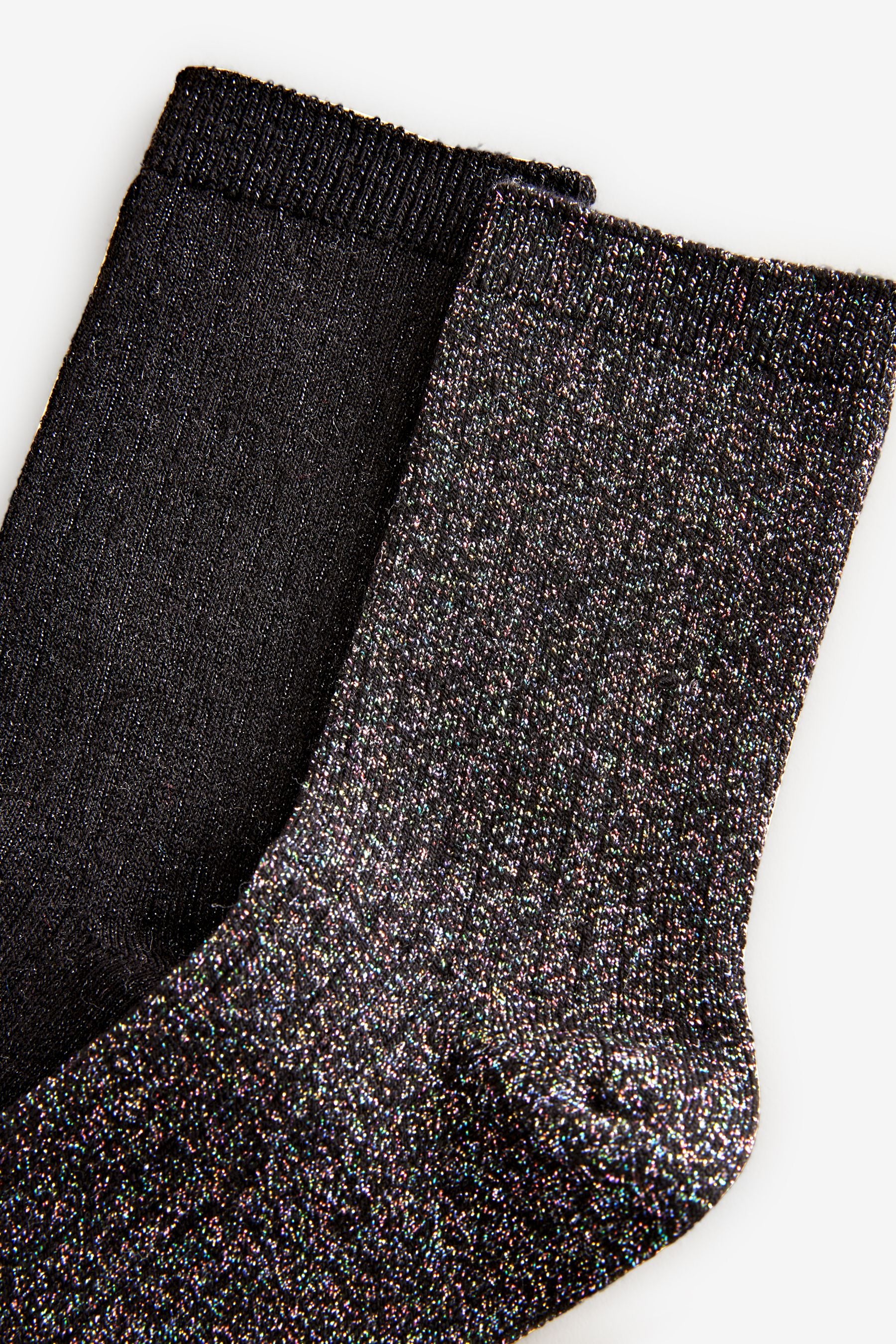 Black and Multi Cotton Rich Sparkle Ankle Socks 2 Pack