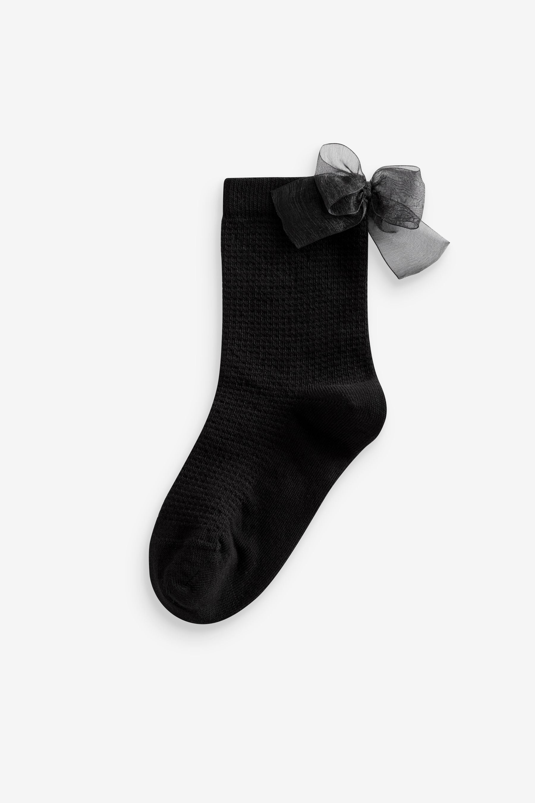 Black Cotton Rich Tulle Bow Socks 2 Pack