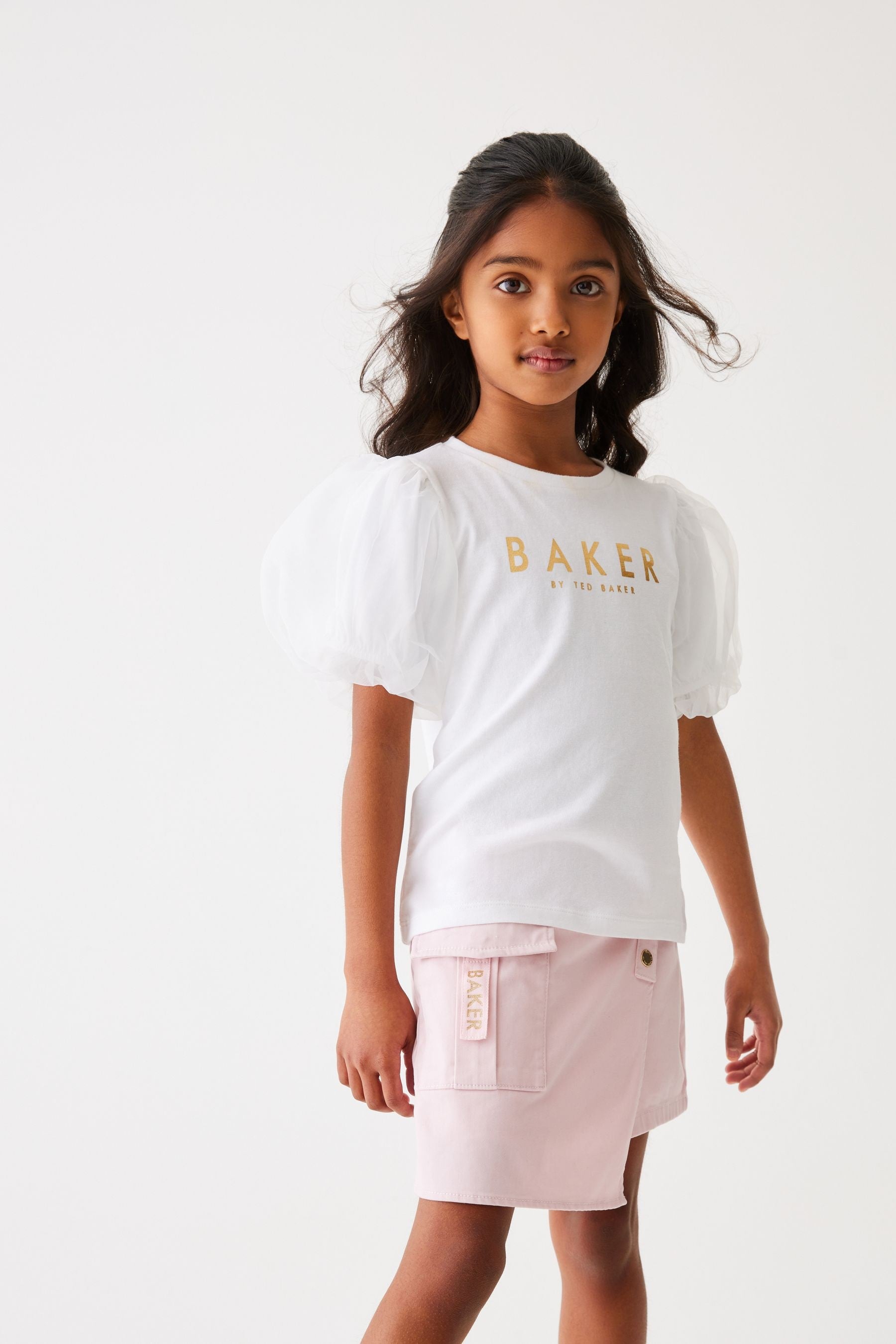 Pink Baker by Ted Baker Organza T-Shirt And Skort Set