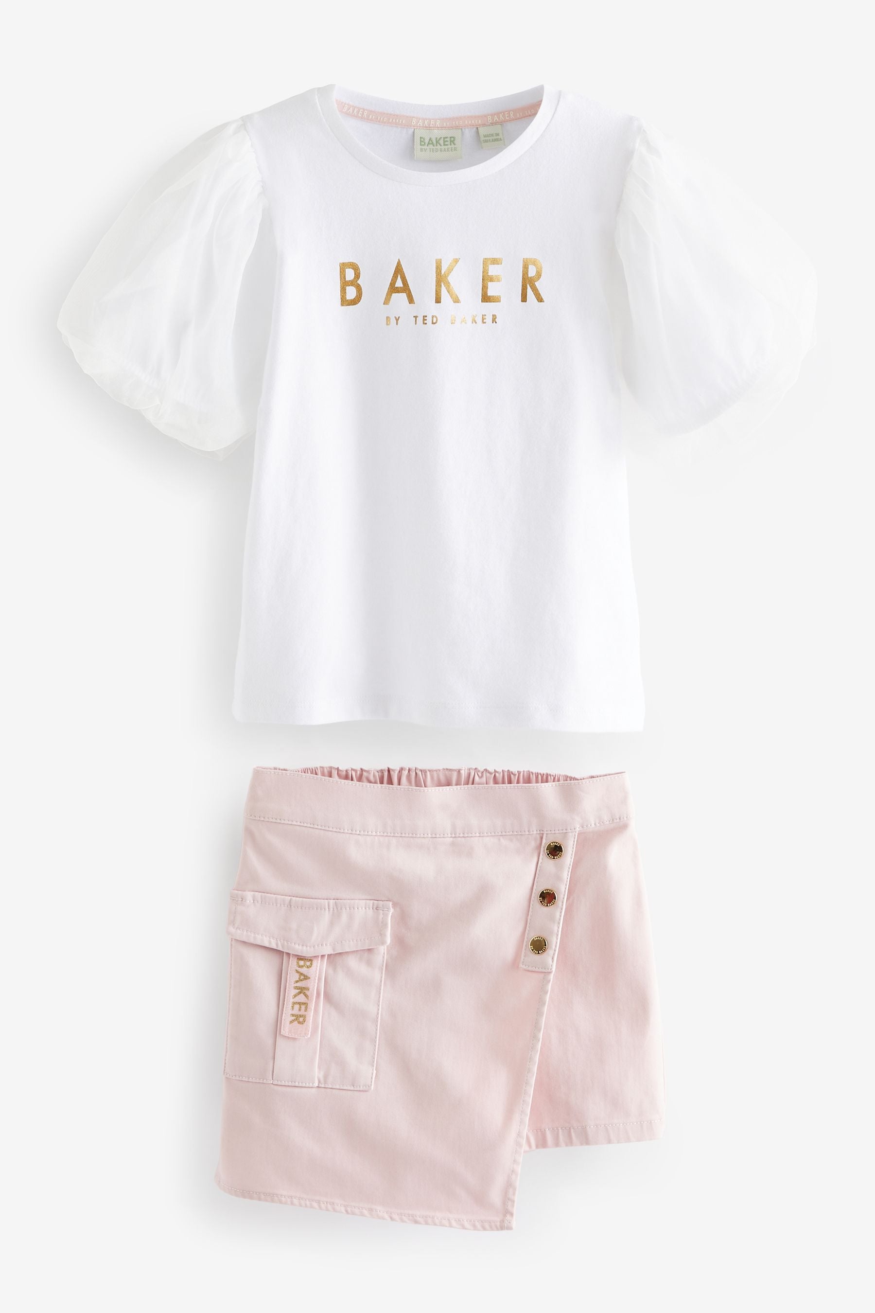 Pink Baker by Ted Baker Organza T-Shirt And Skort Set