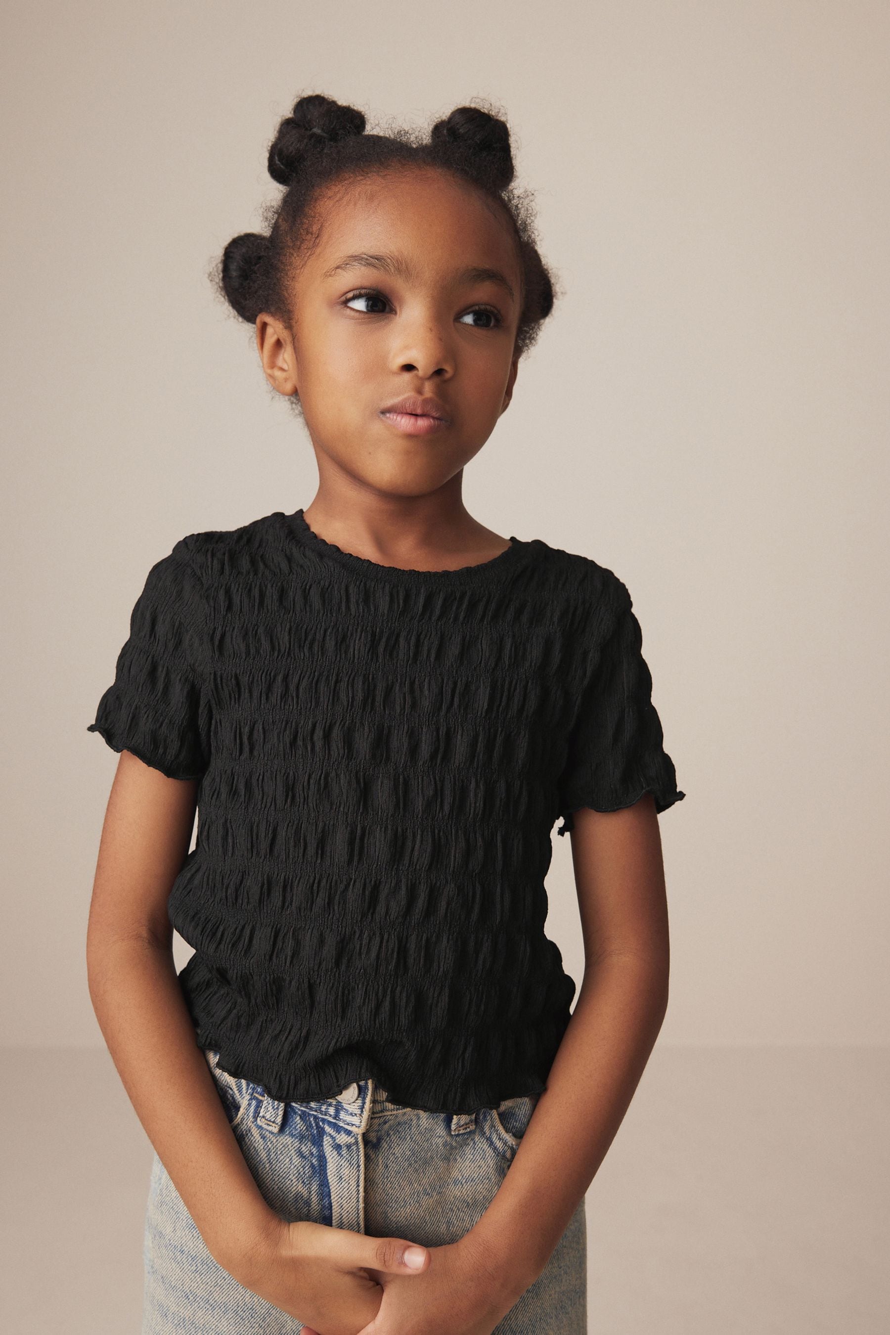 Black Textured Top (3-16yrs)