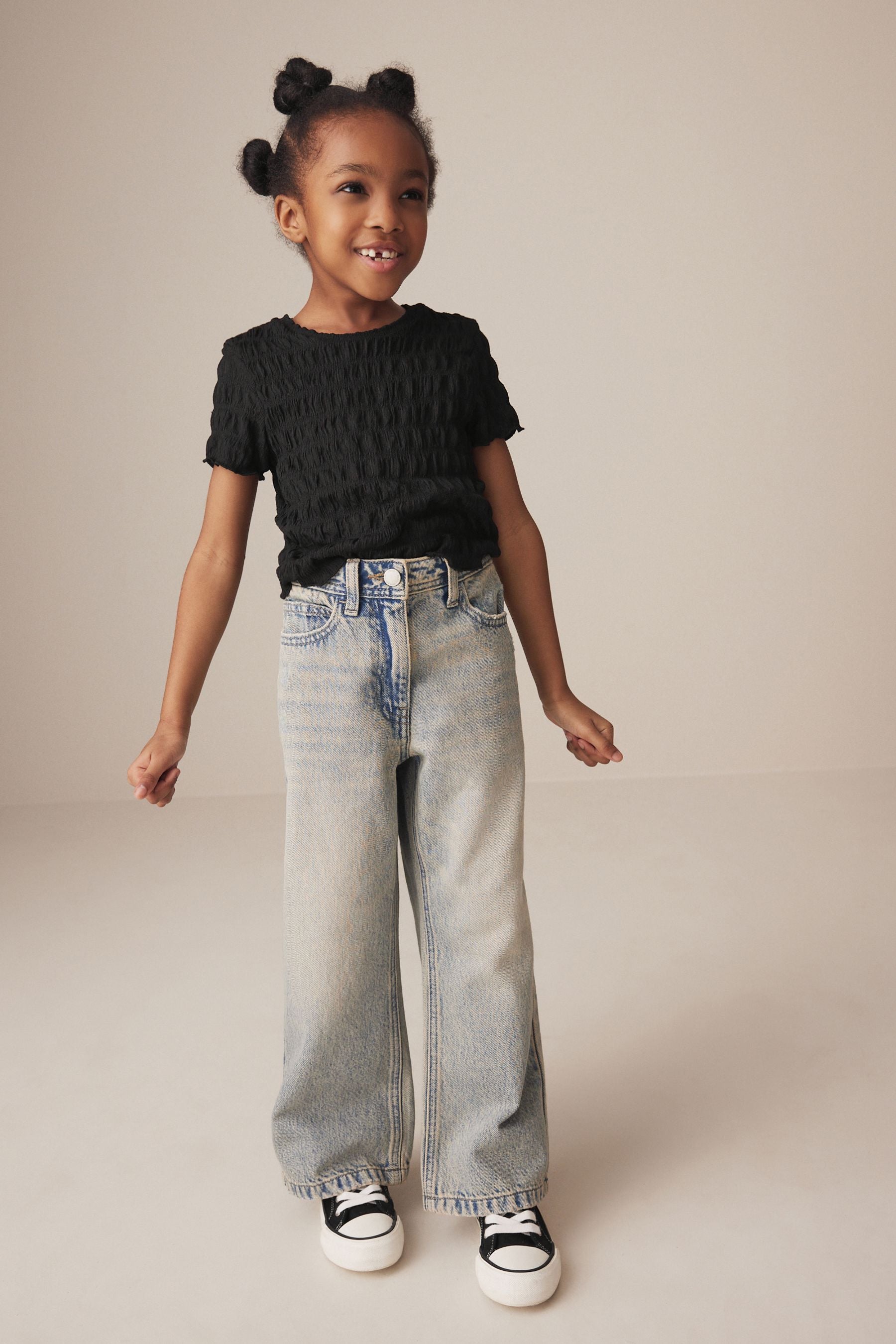 Black Textured Top (3-16yrs)