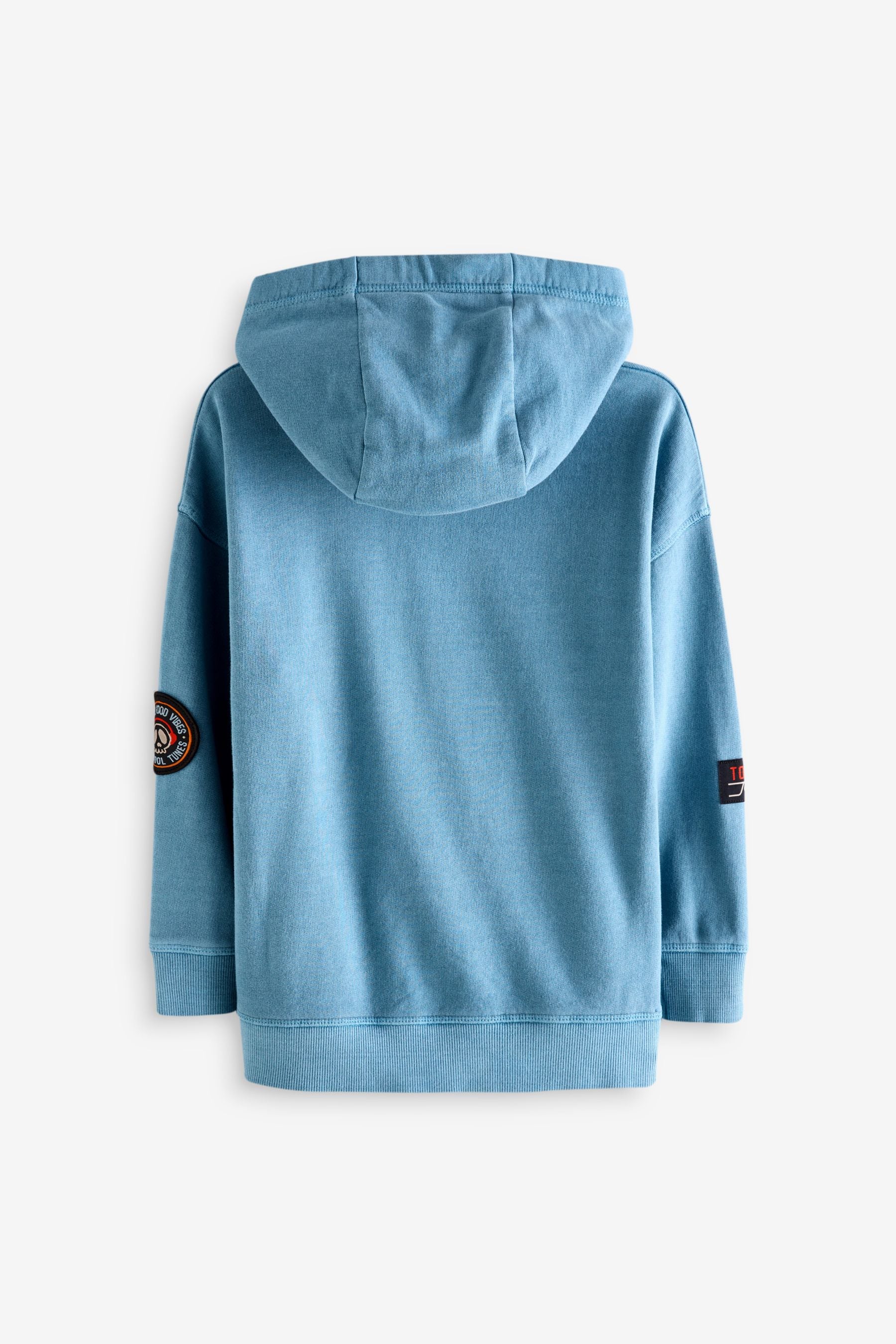 Blue 100% Cotton Embroidery Badge Hoodie (3-16yrs)