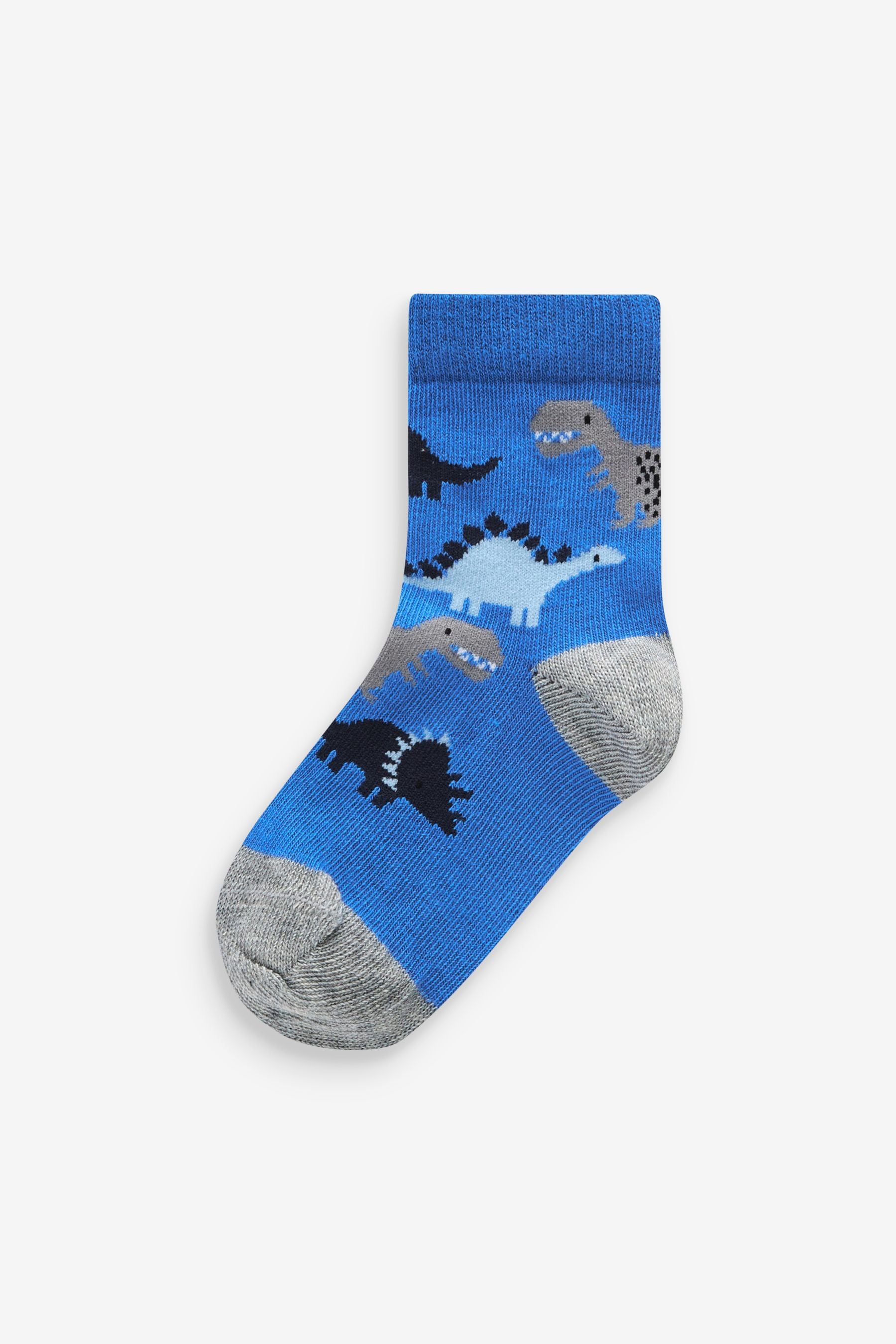 Blue Dino Cotton Rich Socks 7 Pack