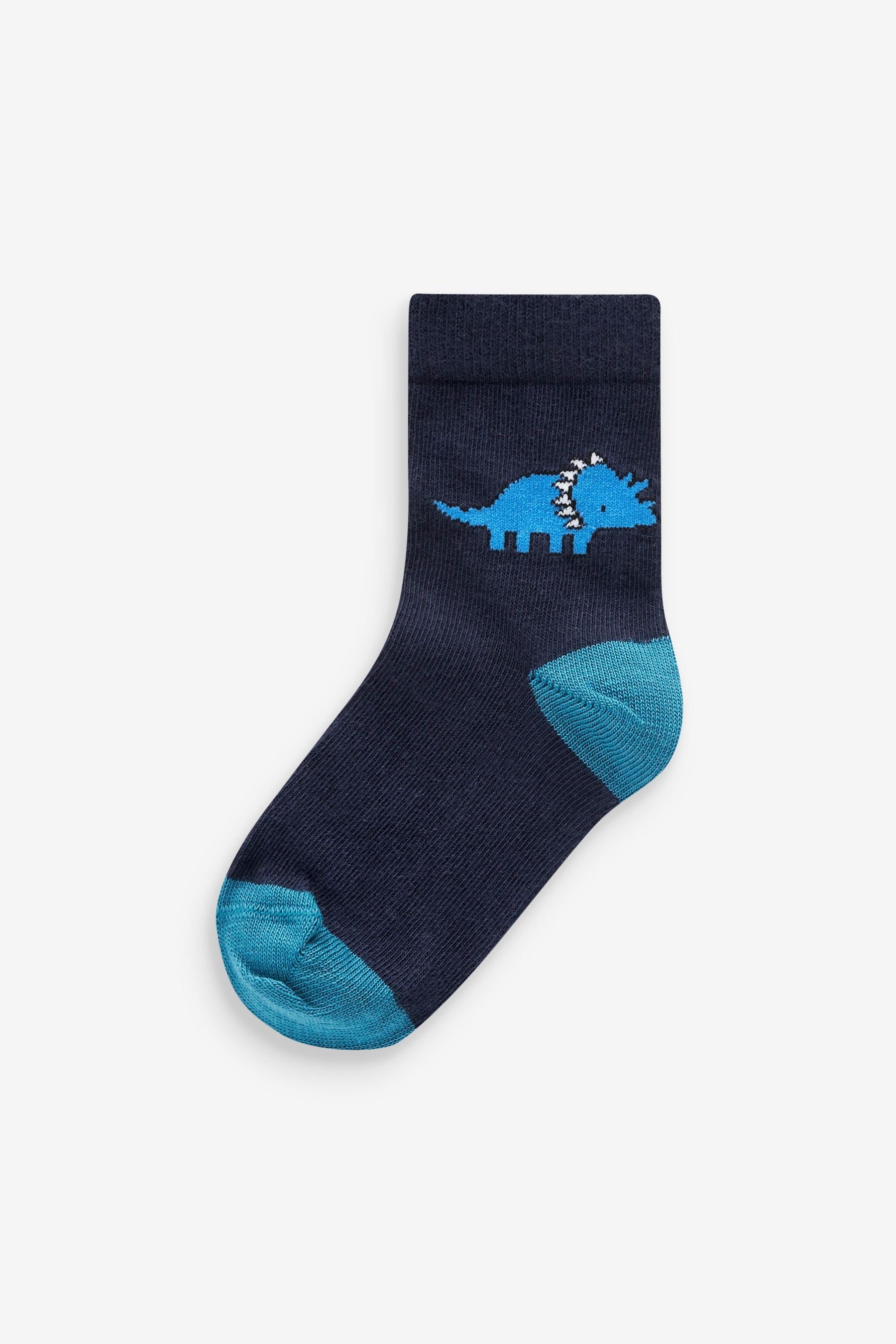 Blue Dino Cotton Rich Socks 7 Pack