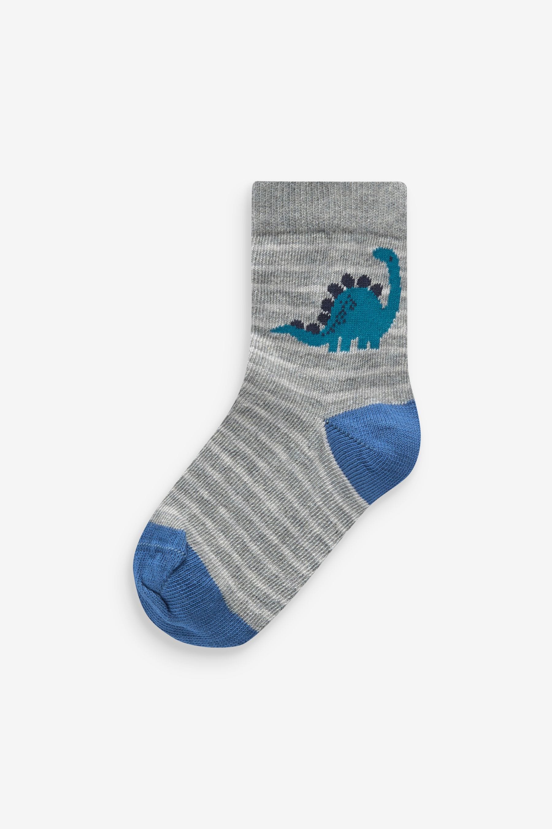 Blue Dino Cotton Rich Socks 7 Pack