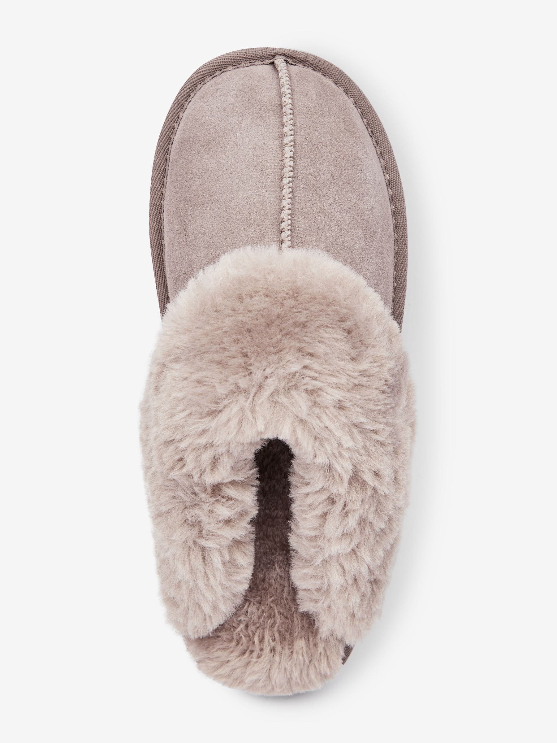 Beige Tiger Print Suede Faux Fur Lined Mule Slippers