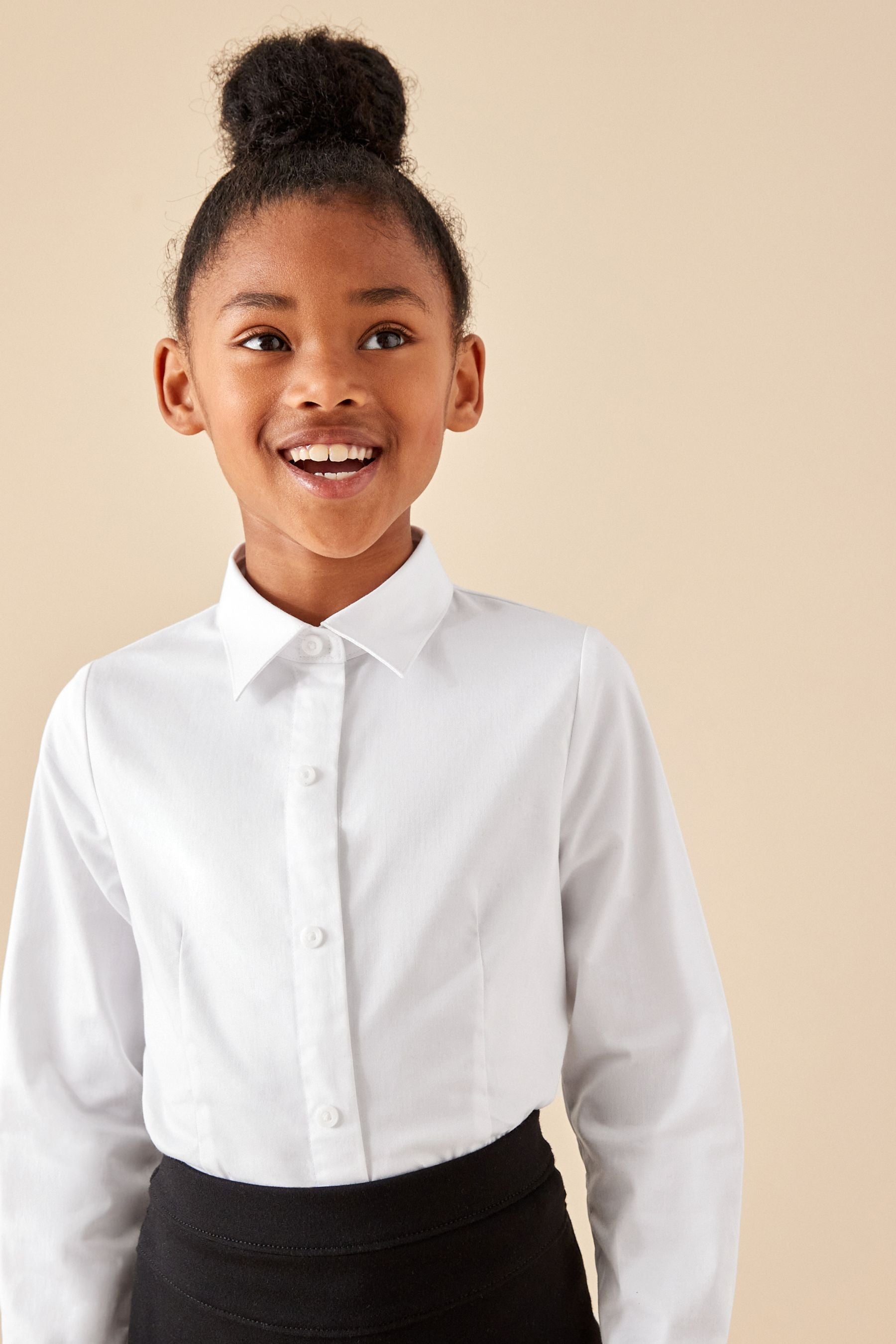 White Dressing Made Easy Cotton Rich Stretch Long Sleeve School Shirt (3-17yrs)