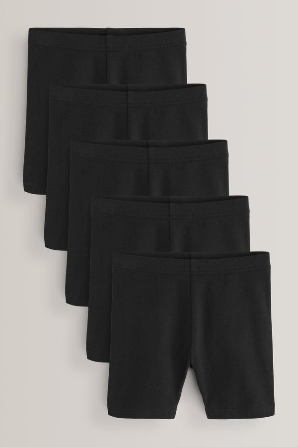 Black Regular Length 5 Pack Cotton Rich Stretch Cycle Shorts (3-16yrs)