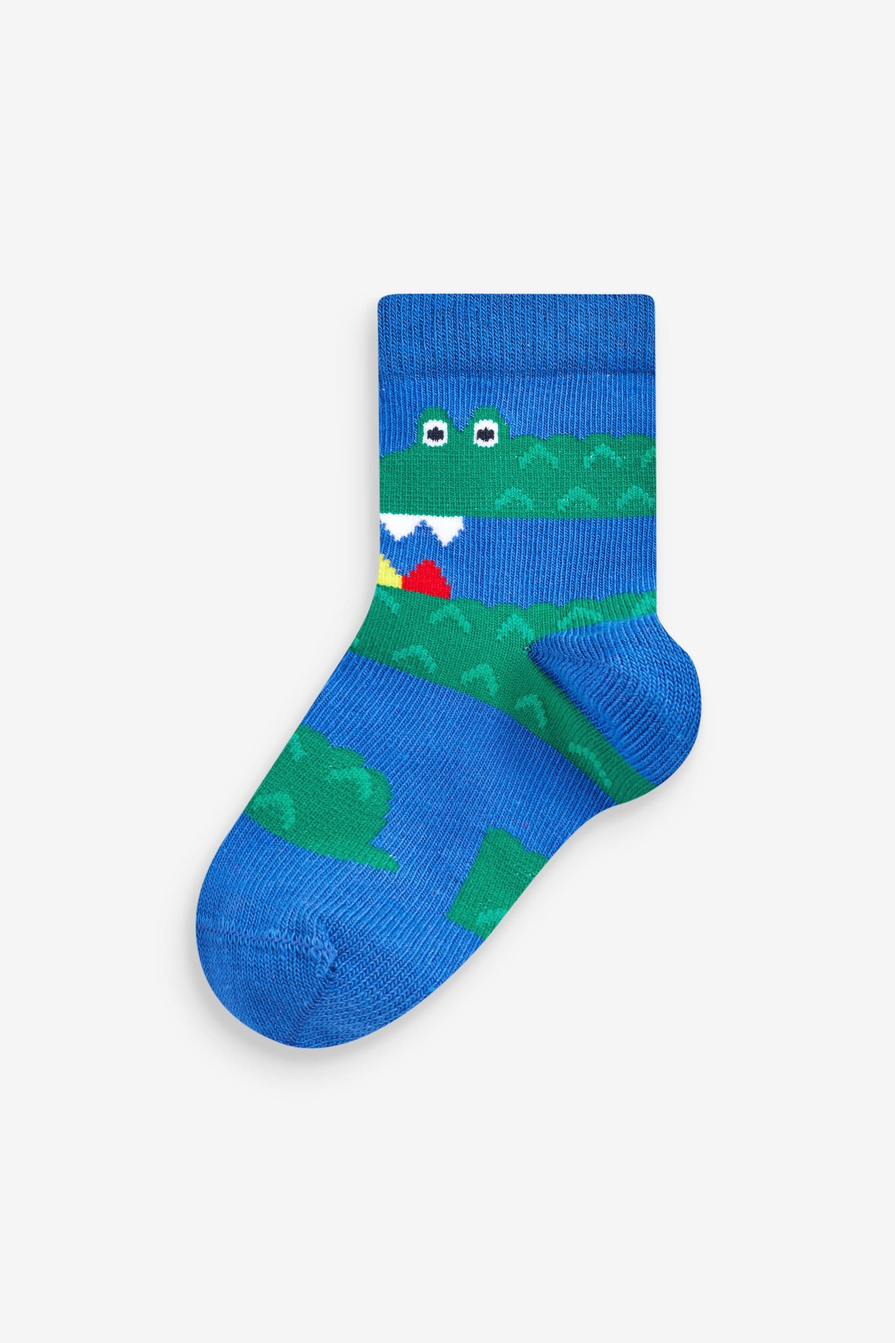 Red/Blue/Green Animal 7 Pack Cotton Rich Socks