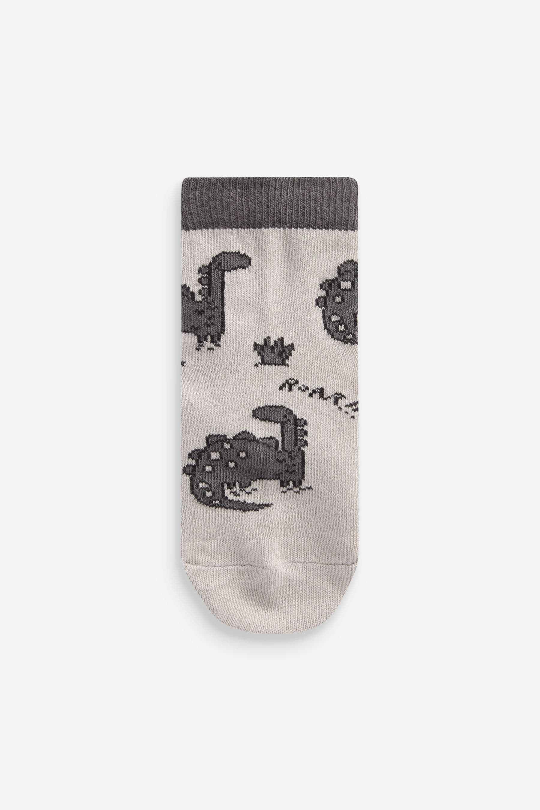 Black/Grey Dinosaur Cotton Rich Socks 7 Pack