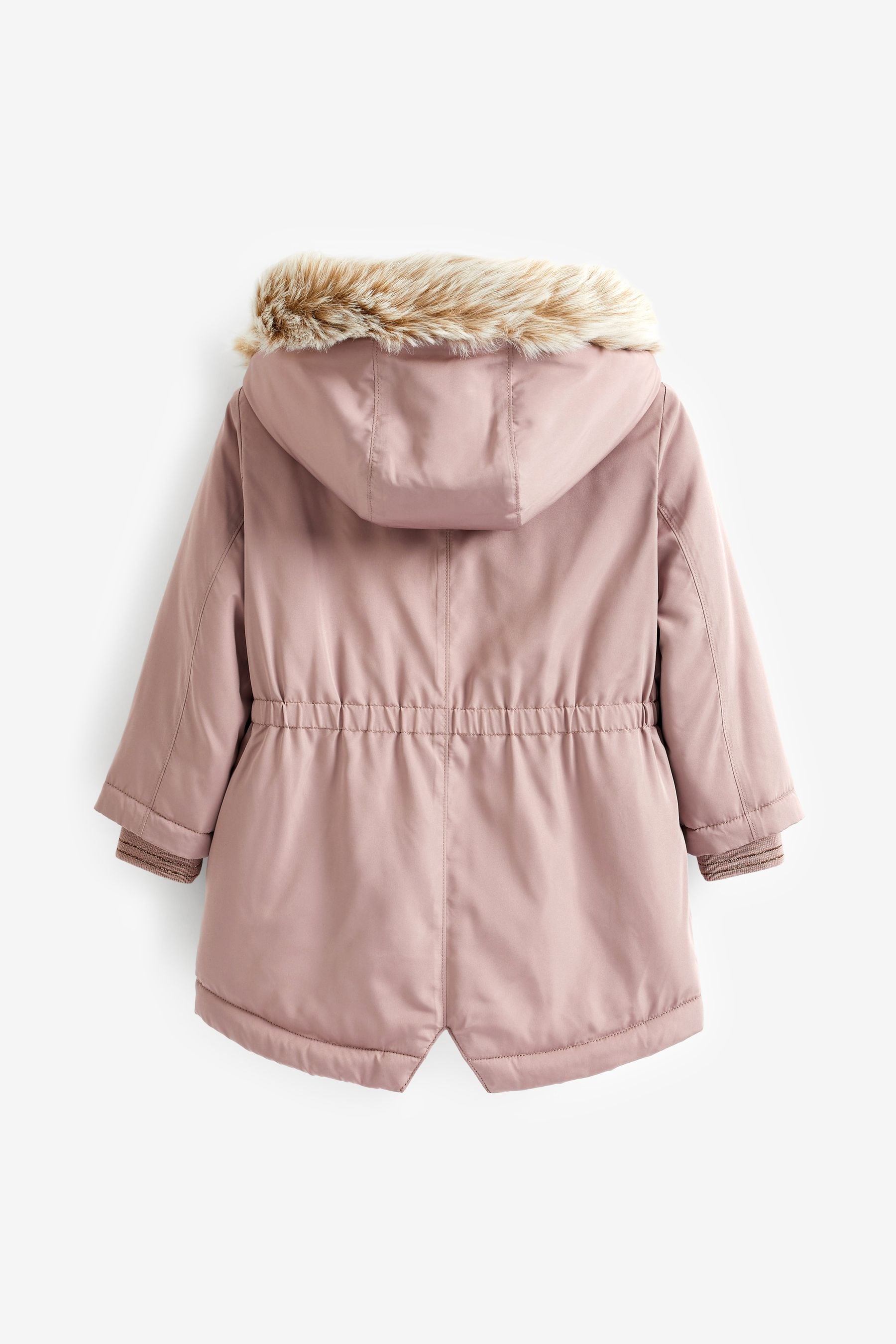 Pink Shower Resistant Faux Fur Trim Parka (3mths-7yrs)