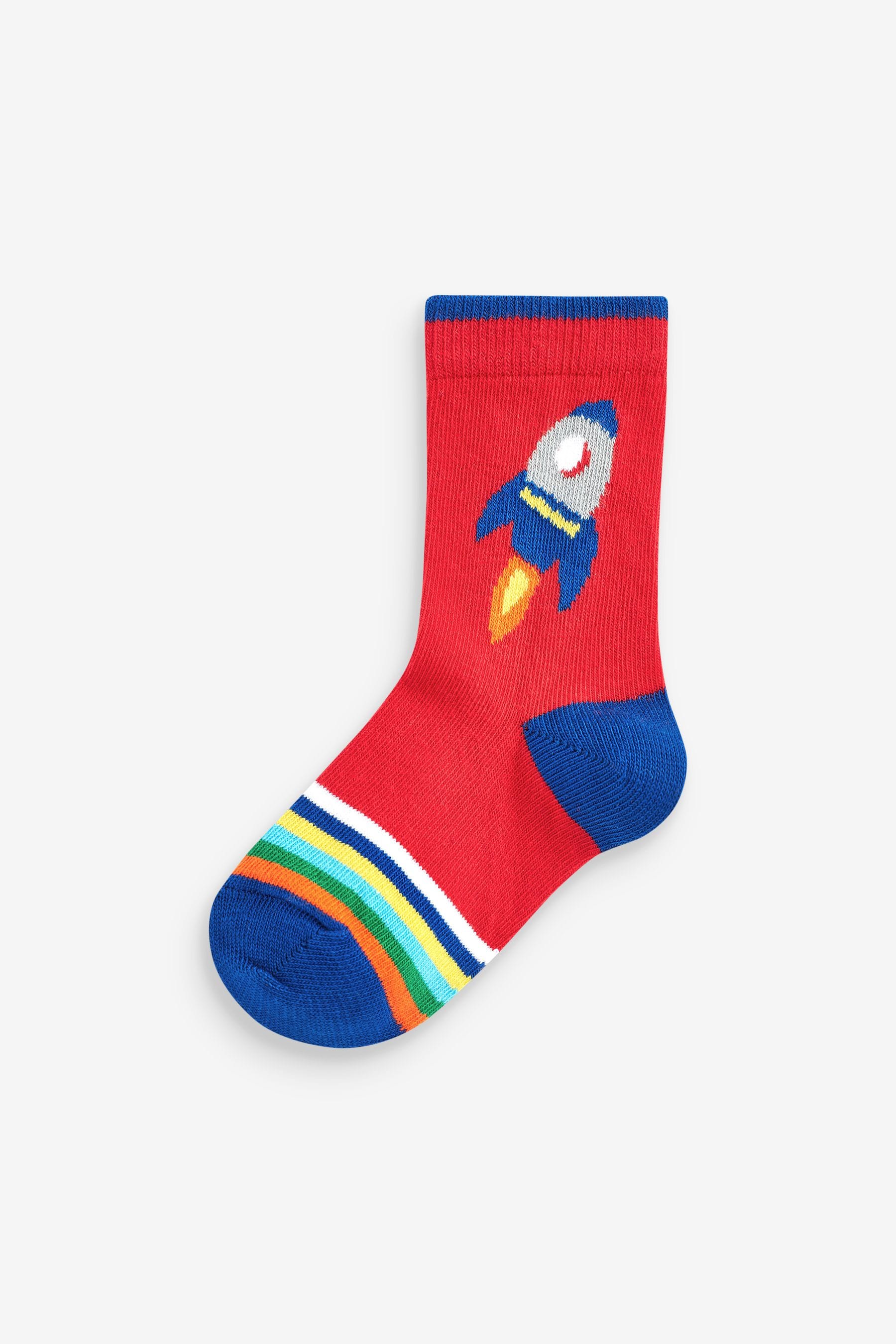 Rainbow Stripe Transport Cotton Rich Socks 7 Pack