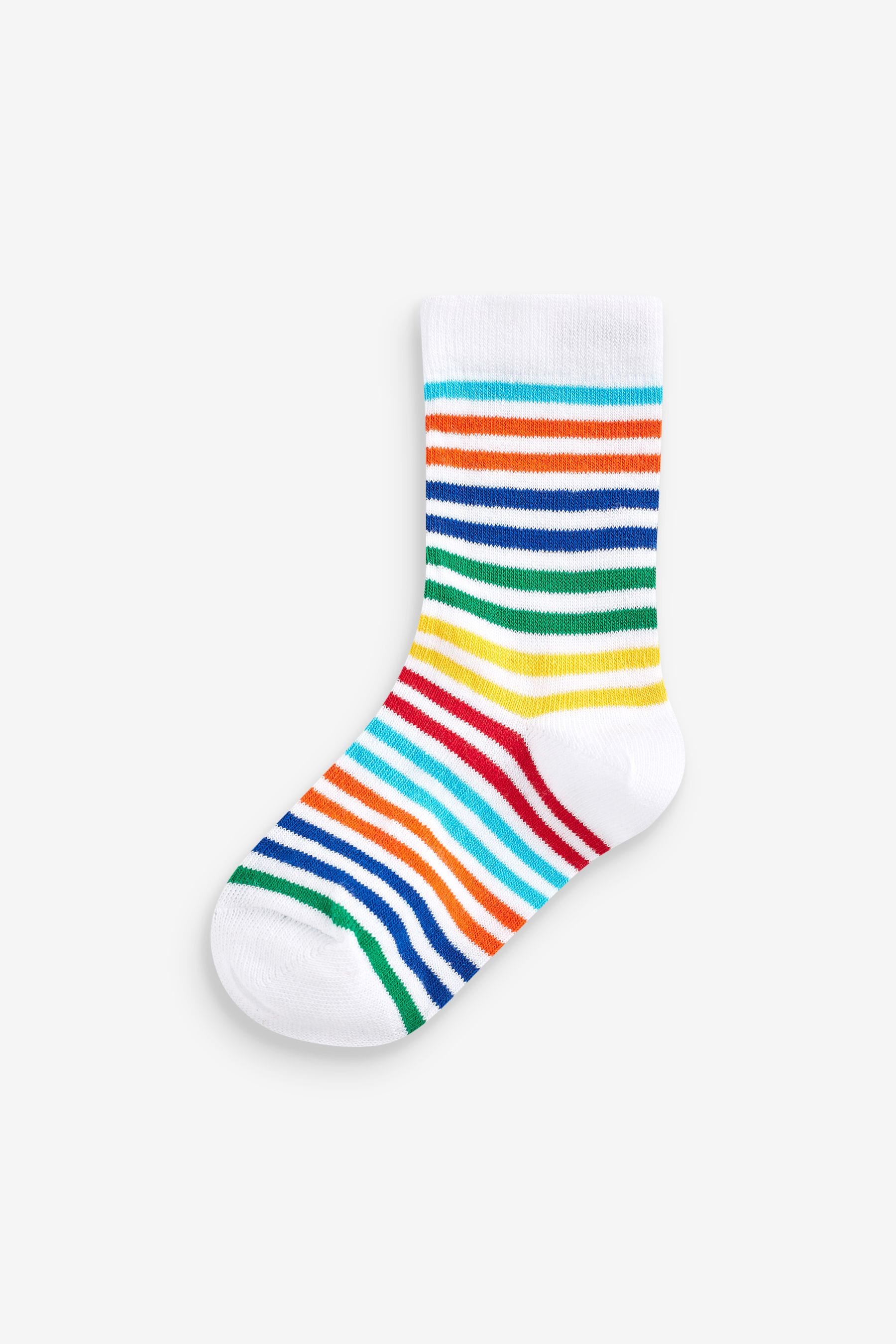 Rainbow Stripe Transport Cotton Rich Socks 7 Pack